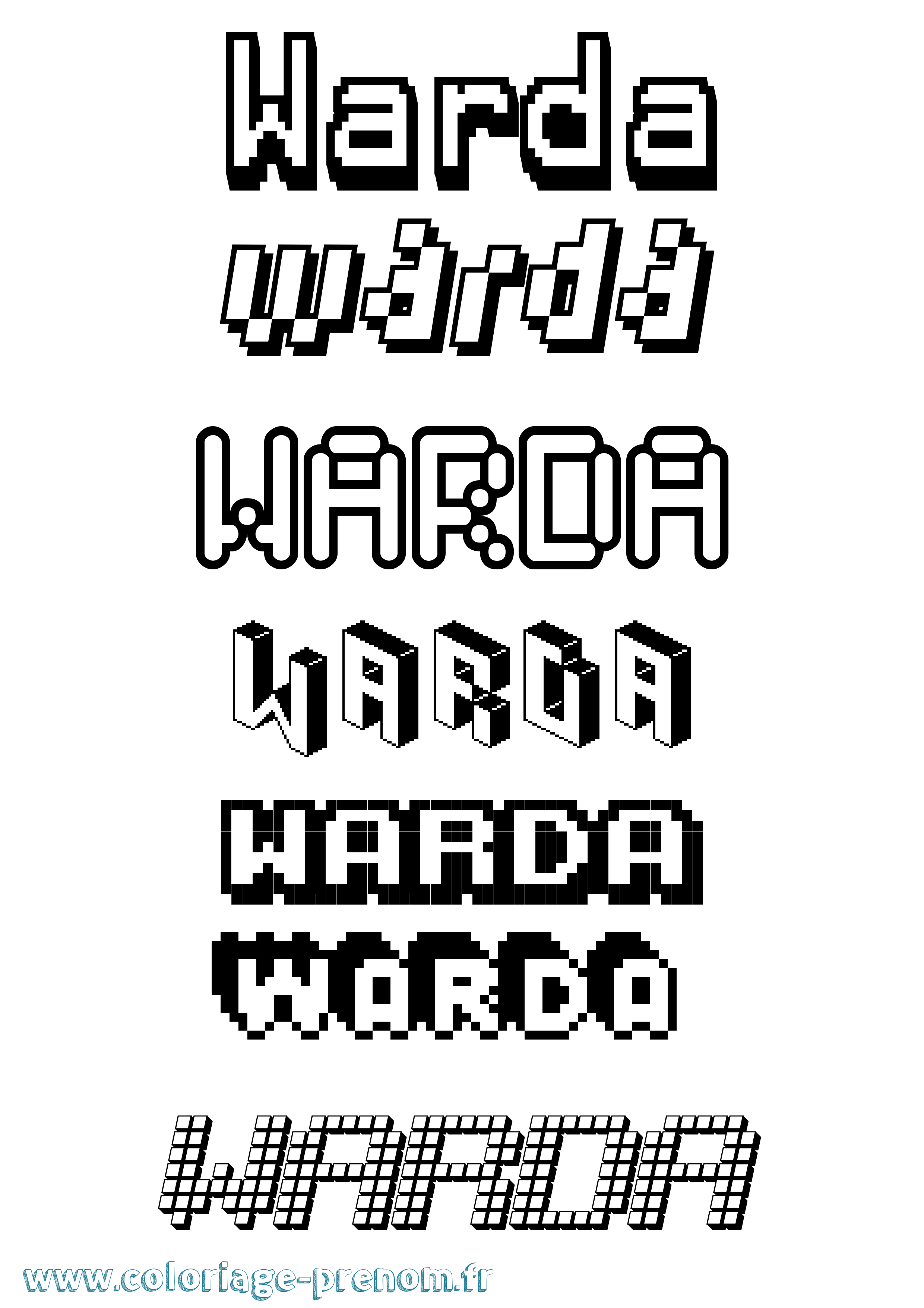 Coloriage Warda Pixel Coloriage prénom Warda Pixel
