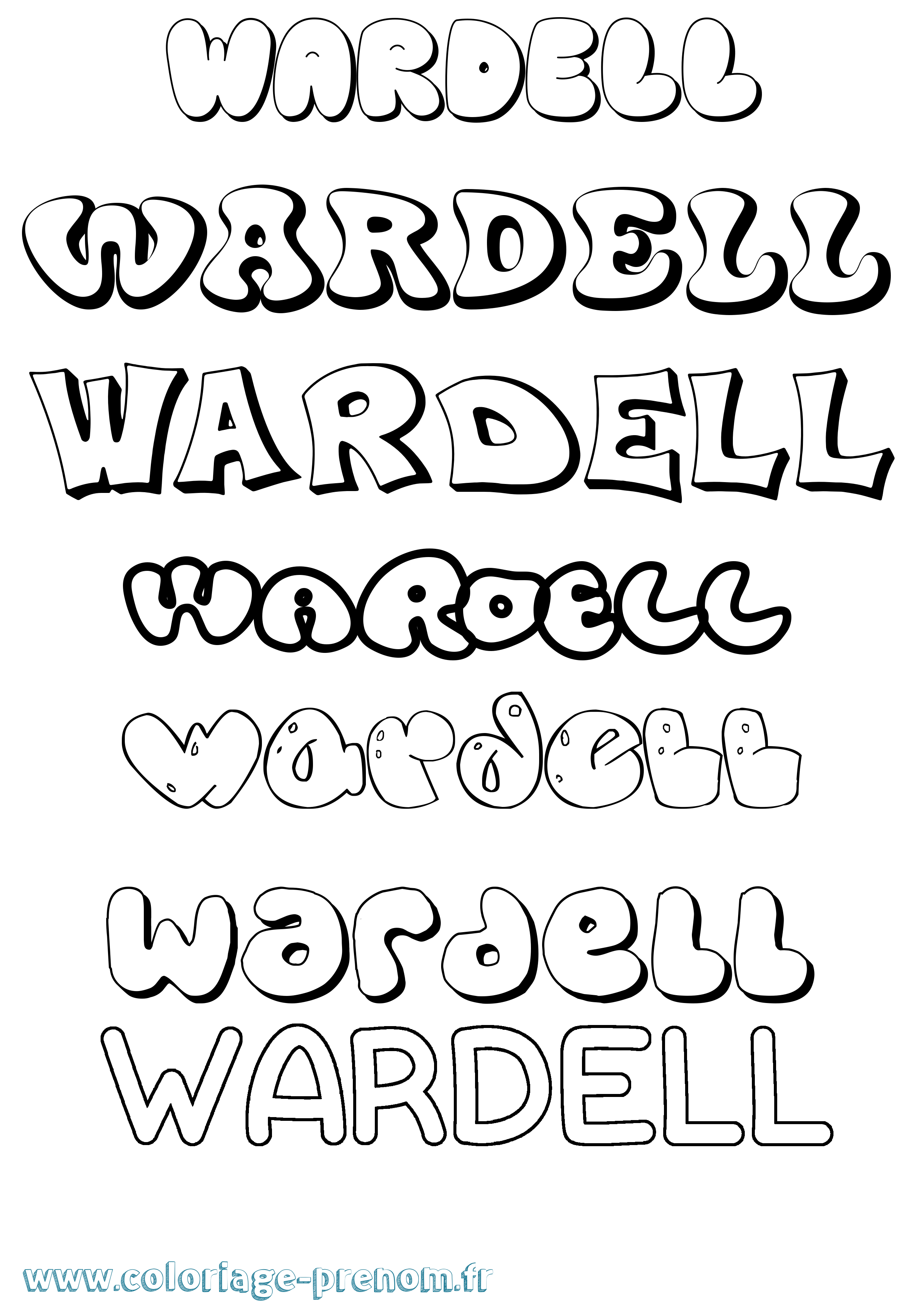 Coloriage Wardell Bubble Coloriage prénom Wardell Bubble