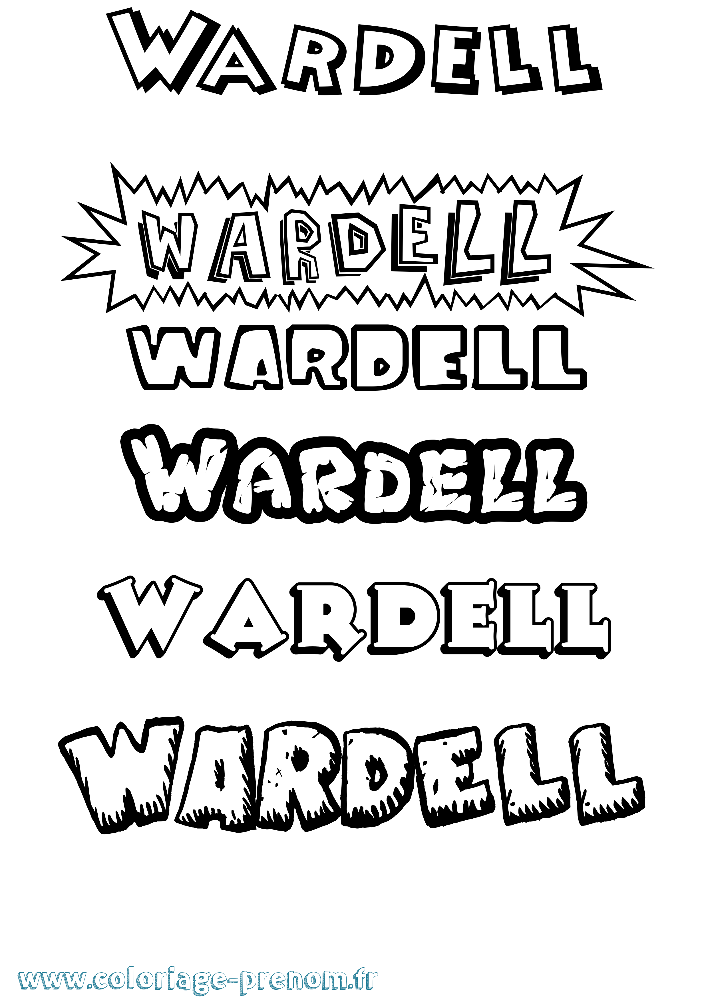 Coloriage Wardell Dessin Animé Coloriage prénom Wardell Dessin Animé