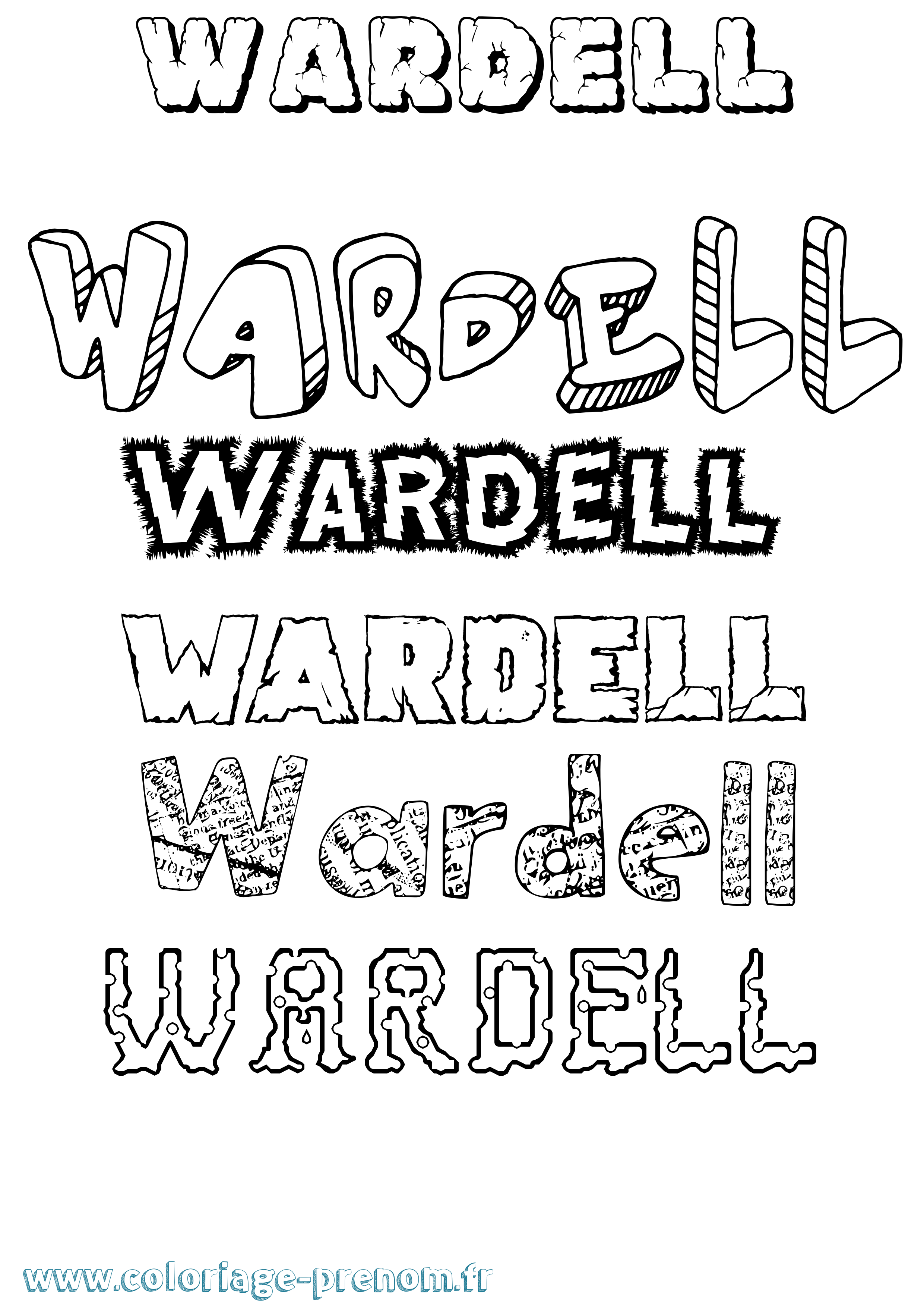 Coloriage Wardell Destructuré Coloriage prénom Wardell Destructuré