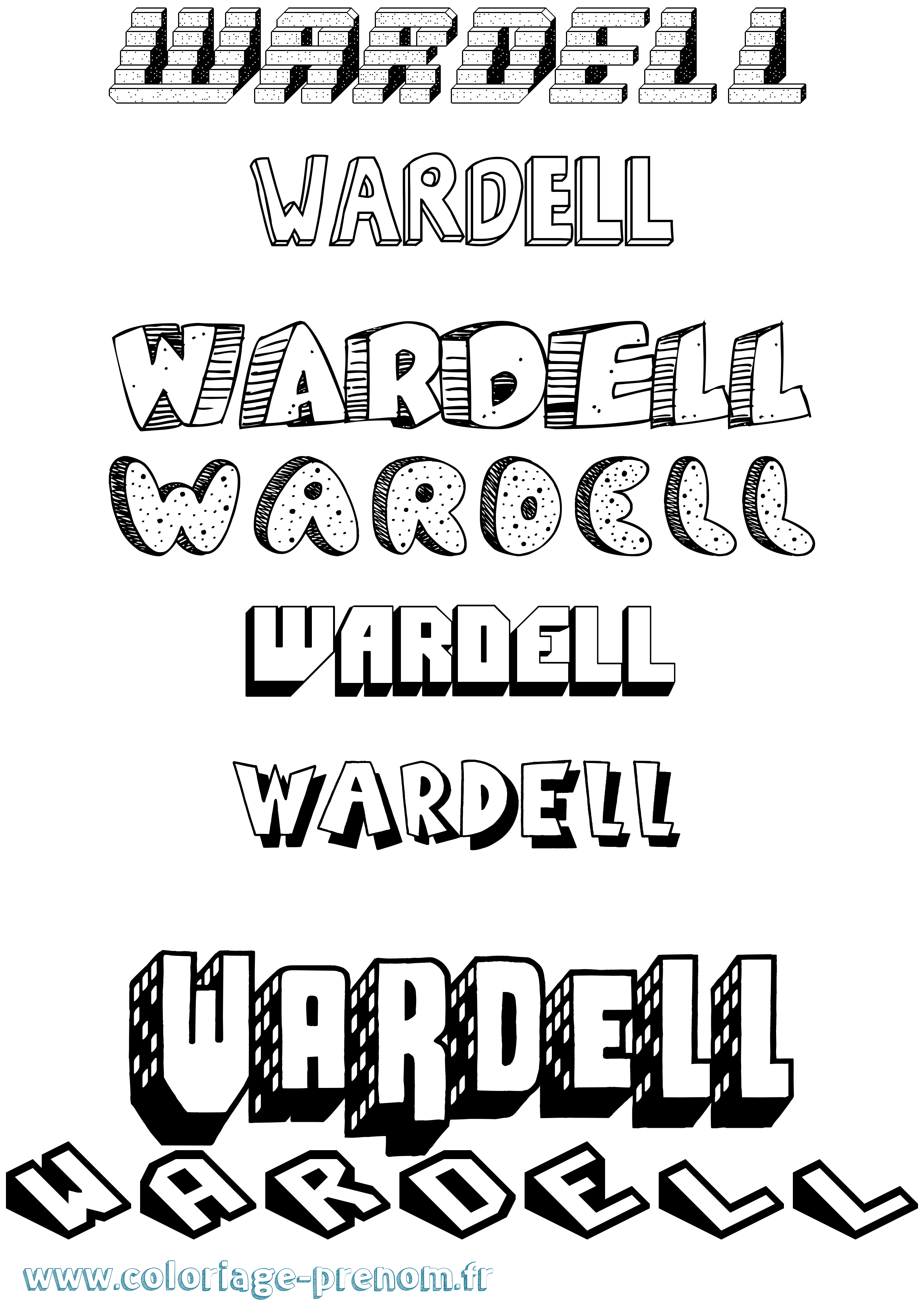 Coloriage Wardell Effet 3D Coloriage prénom Wardell Effet 3D