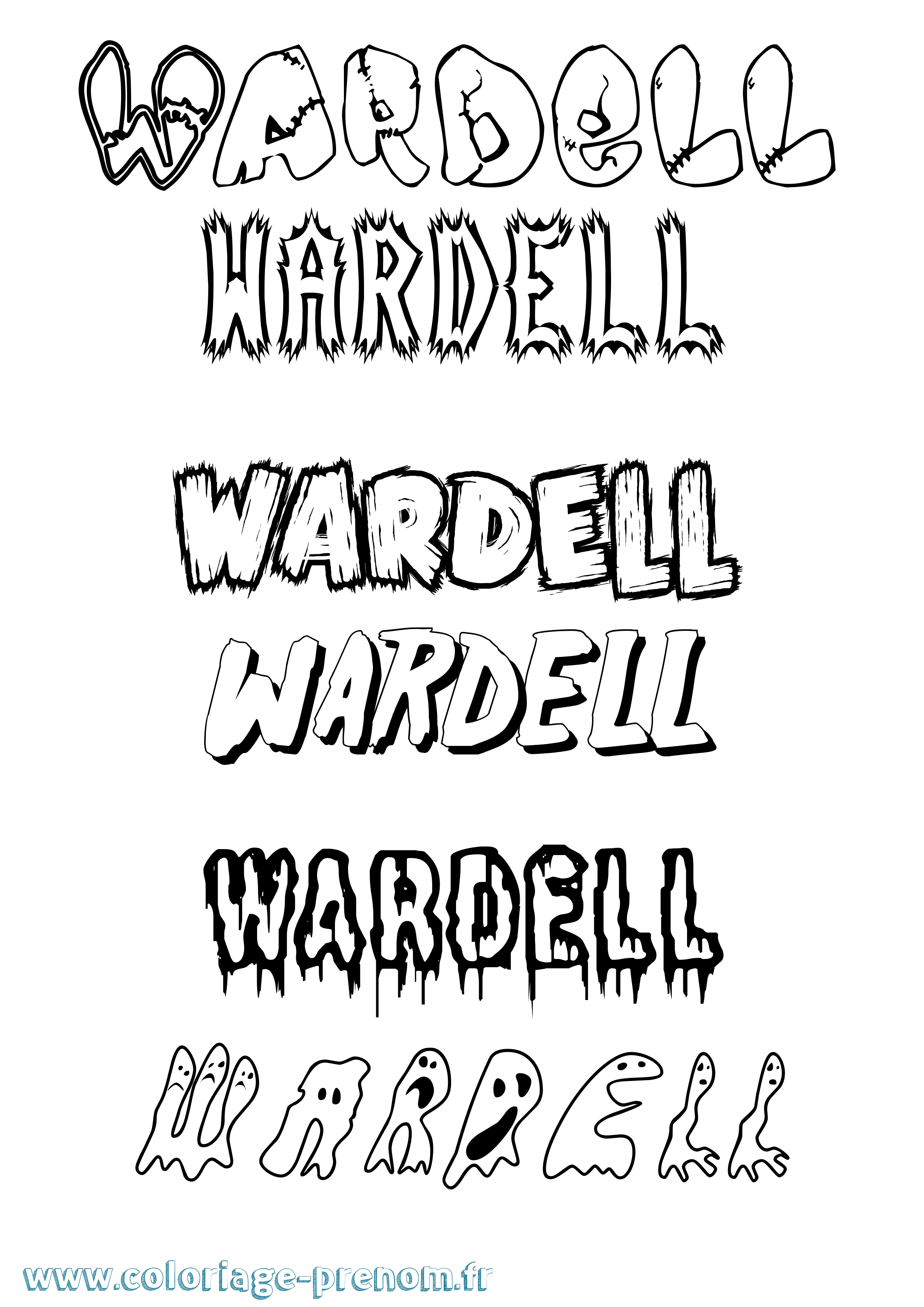Coloriage Wardell Frisson Coloriage prénom Wardell Frisson