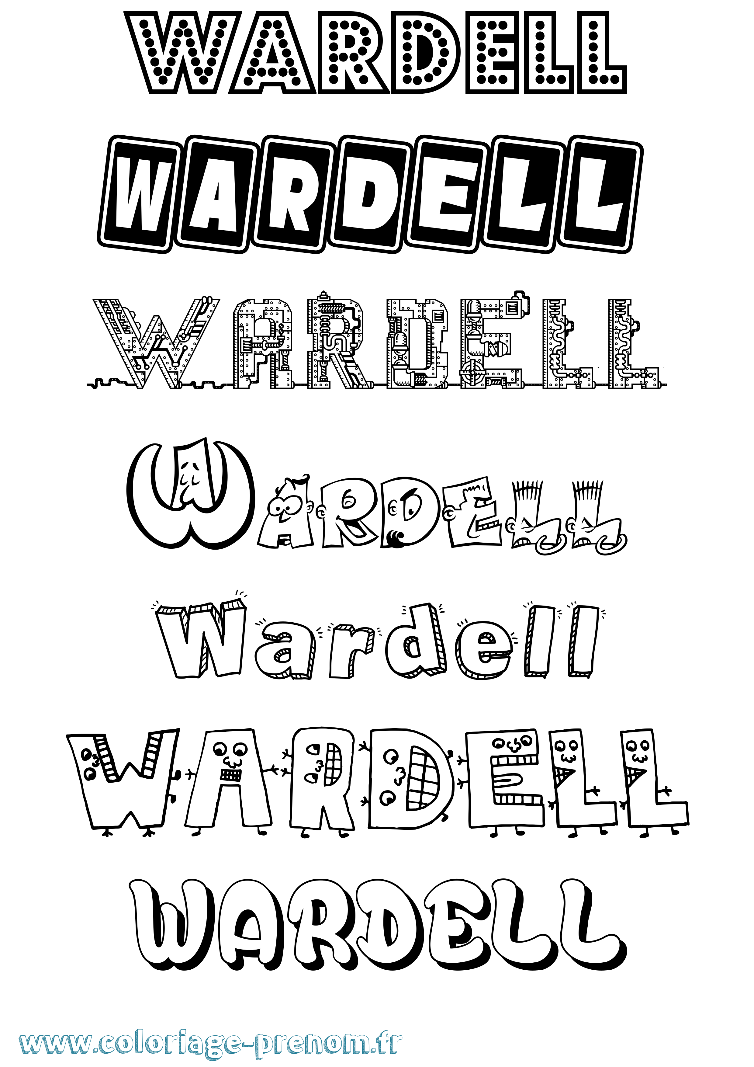 Coloriage Wardell Fun Coloriage prénom Wardell Fun