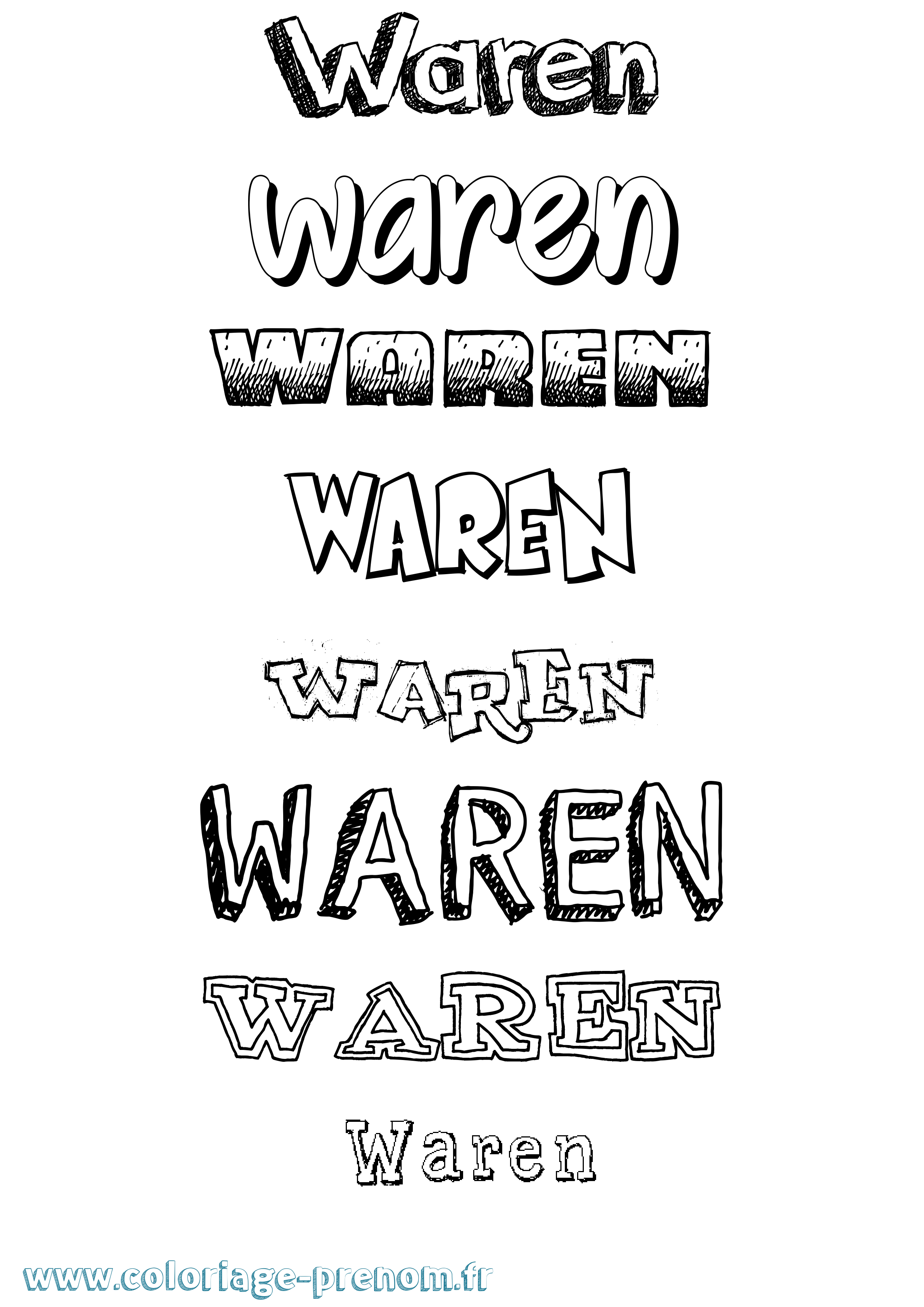 Coloriage Waren Dessiné Coloriage prénom Waren Dessiné