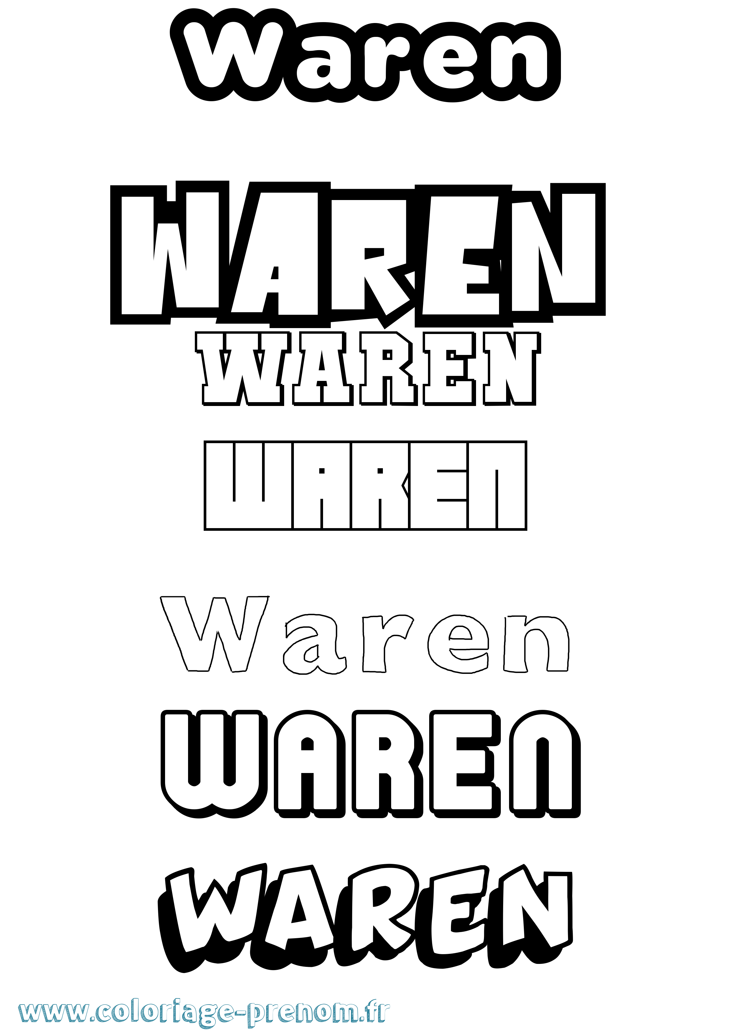 Coloriage Waren Simple Coloriage prénom Waren Simple