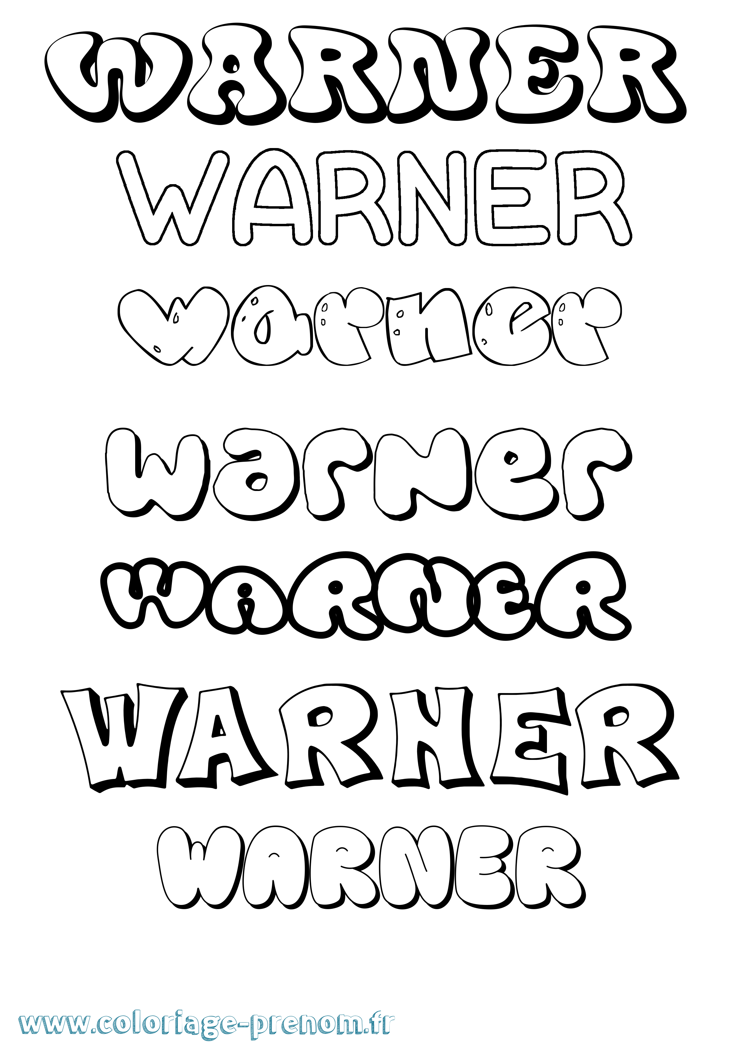 Coloriage Warner Bubble Coloriage prénom Warner Bubble