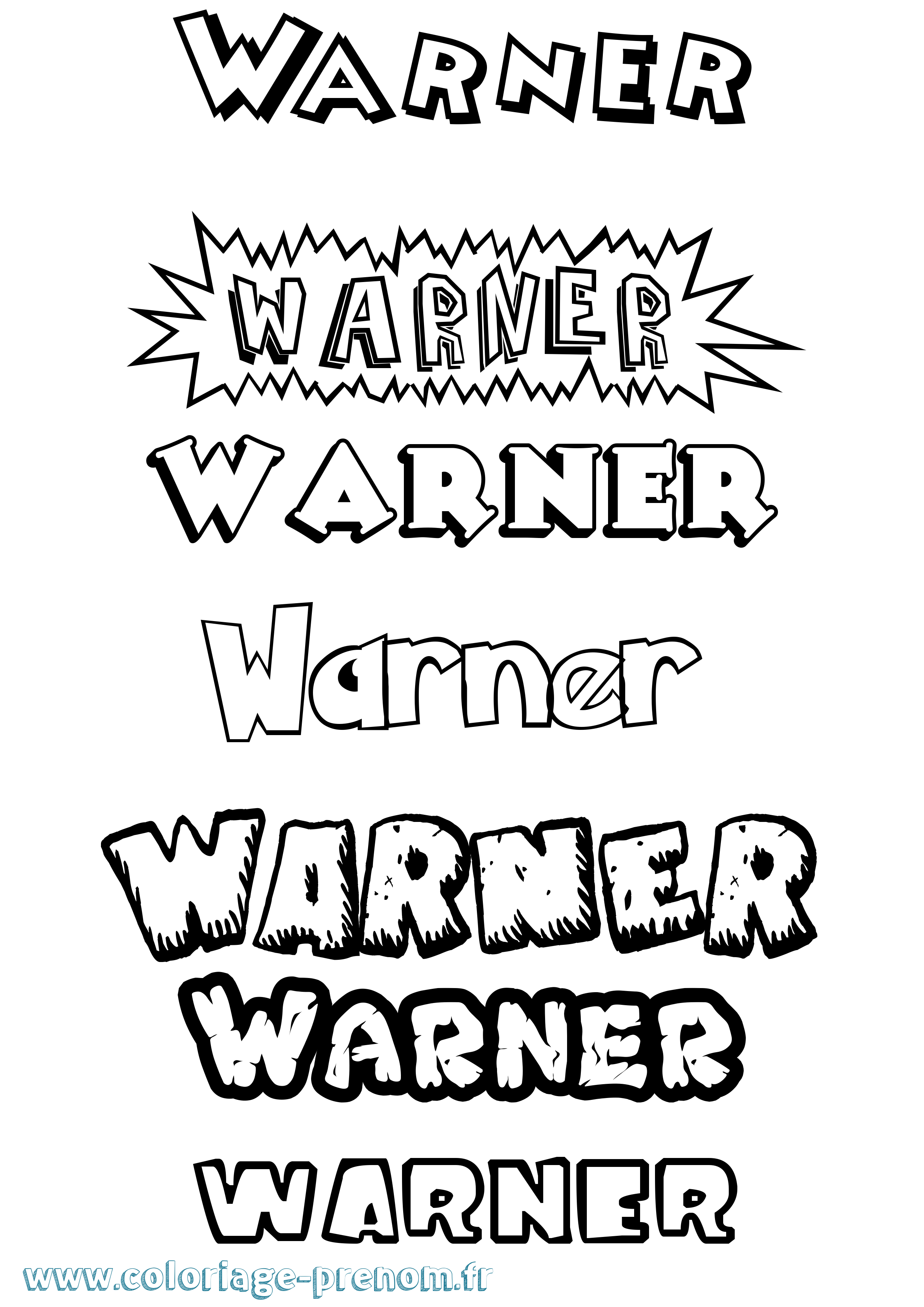 Coloriage Warner Dessin Animé Coloriage prénom Warner Dessin Animé