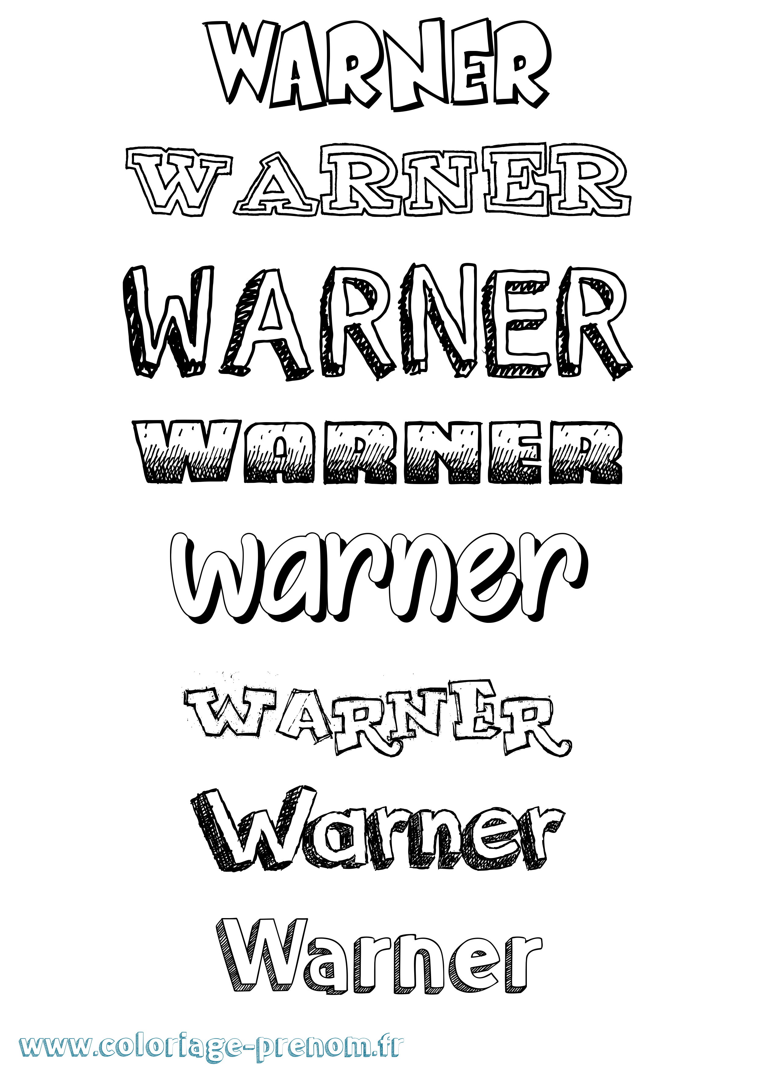 Coloriage Warner Dessiné Coloriage prénom Warner Dessiné