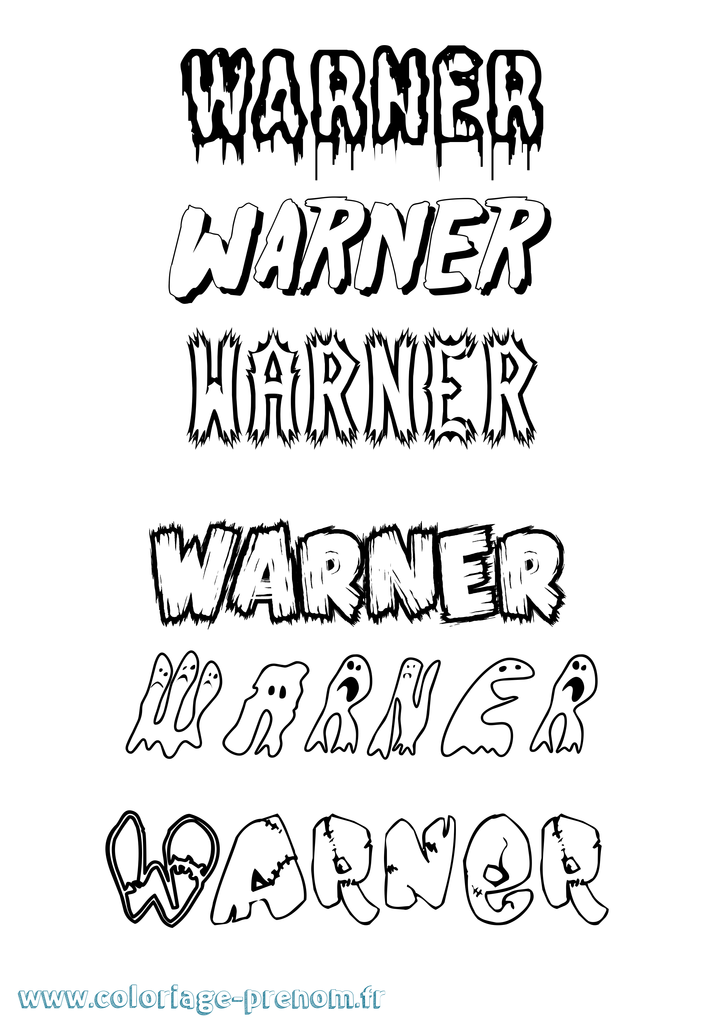 Coloriage Warner Frisson Coloriage prénom Warner Frisson