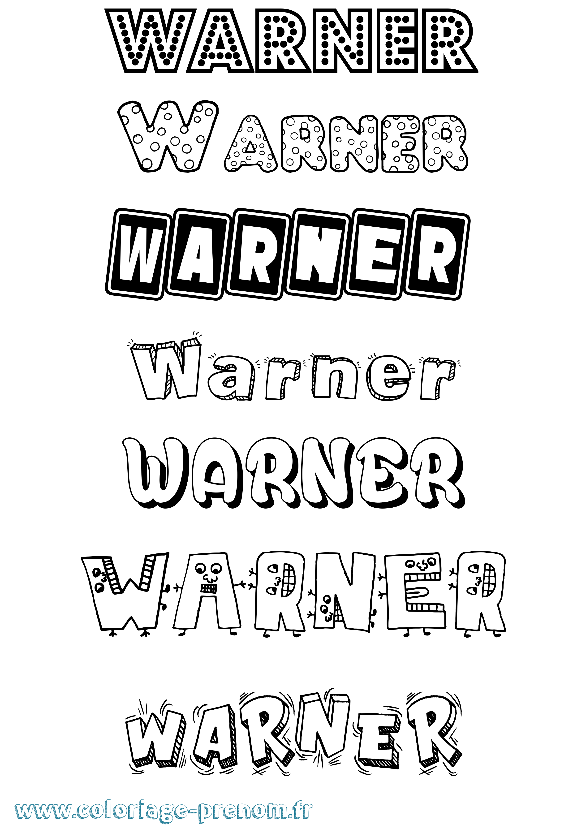 Coloriage Warner Fun Coloriage prénom Warner Fun