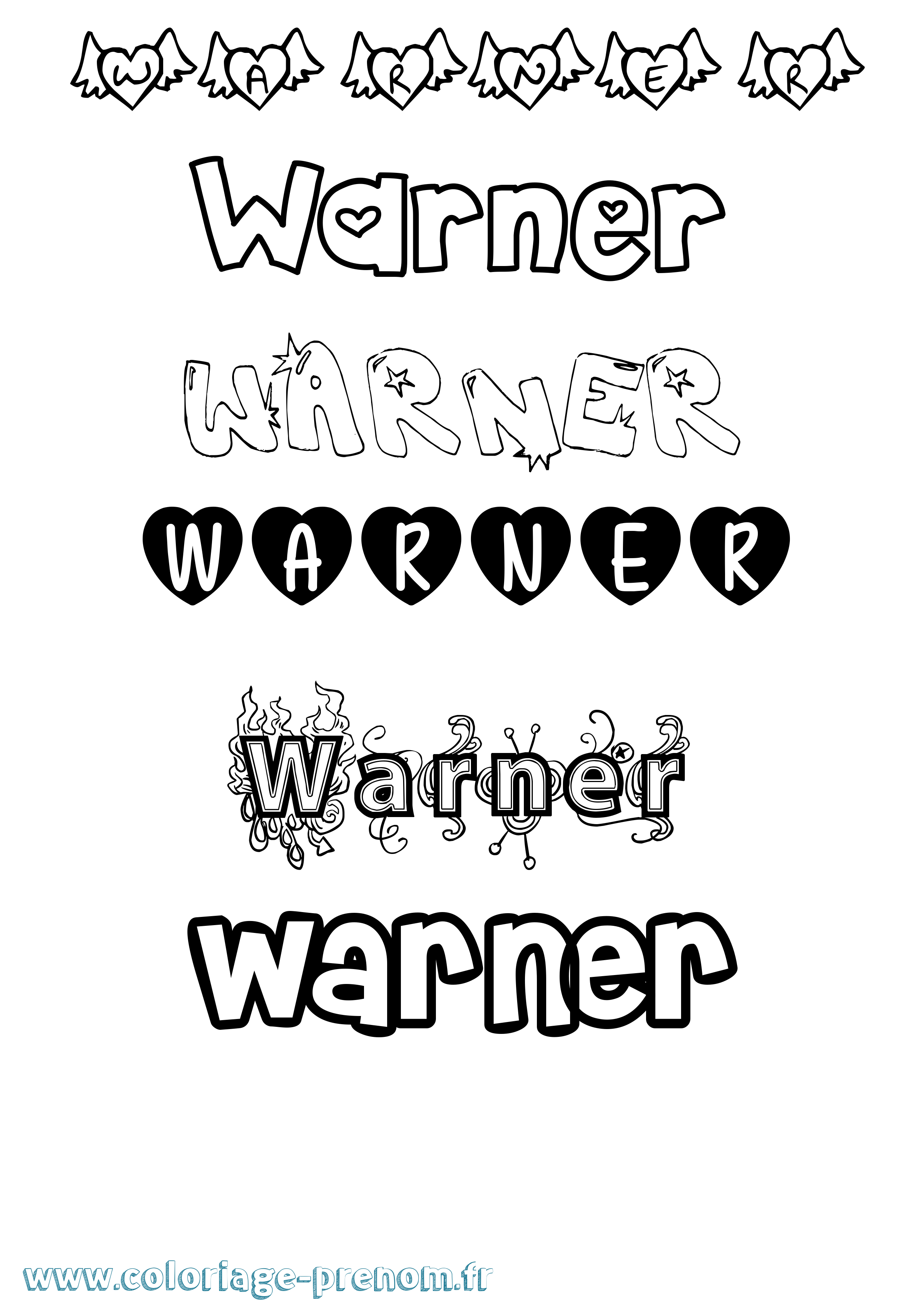 Coloriage Warner Girly Coloriage prénom Warner Girly