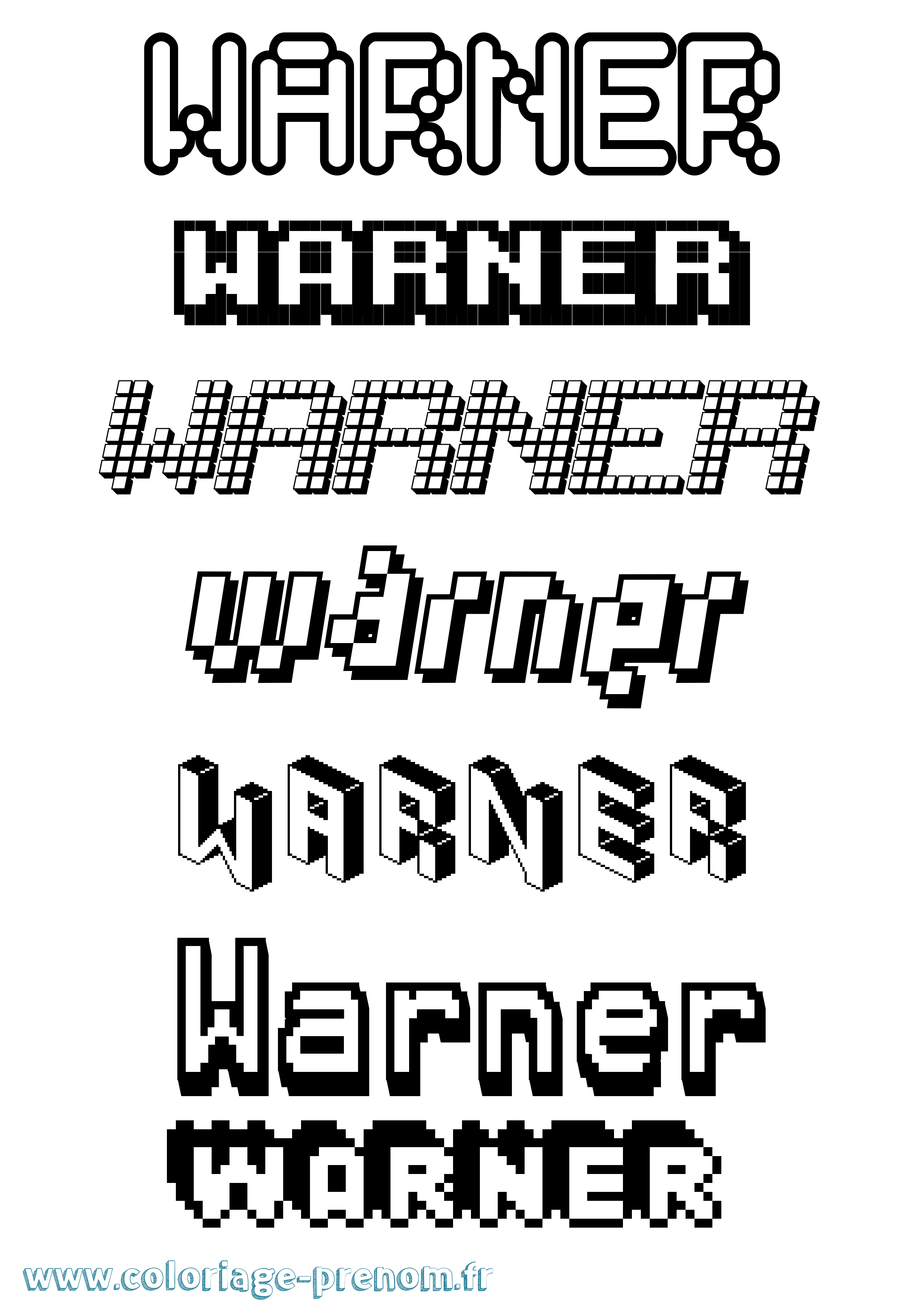 Coloriage Warner Pixel Coloriage prénom Warner Pixel