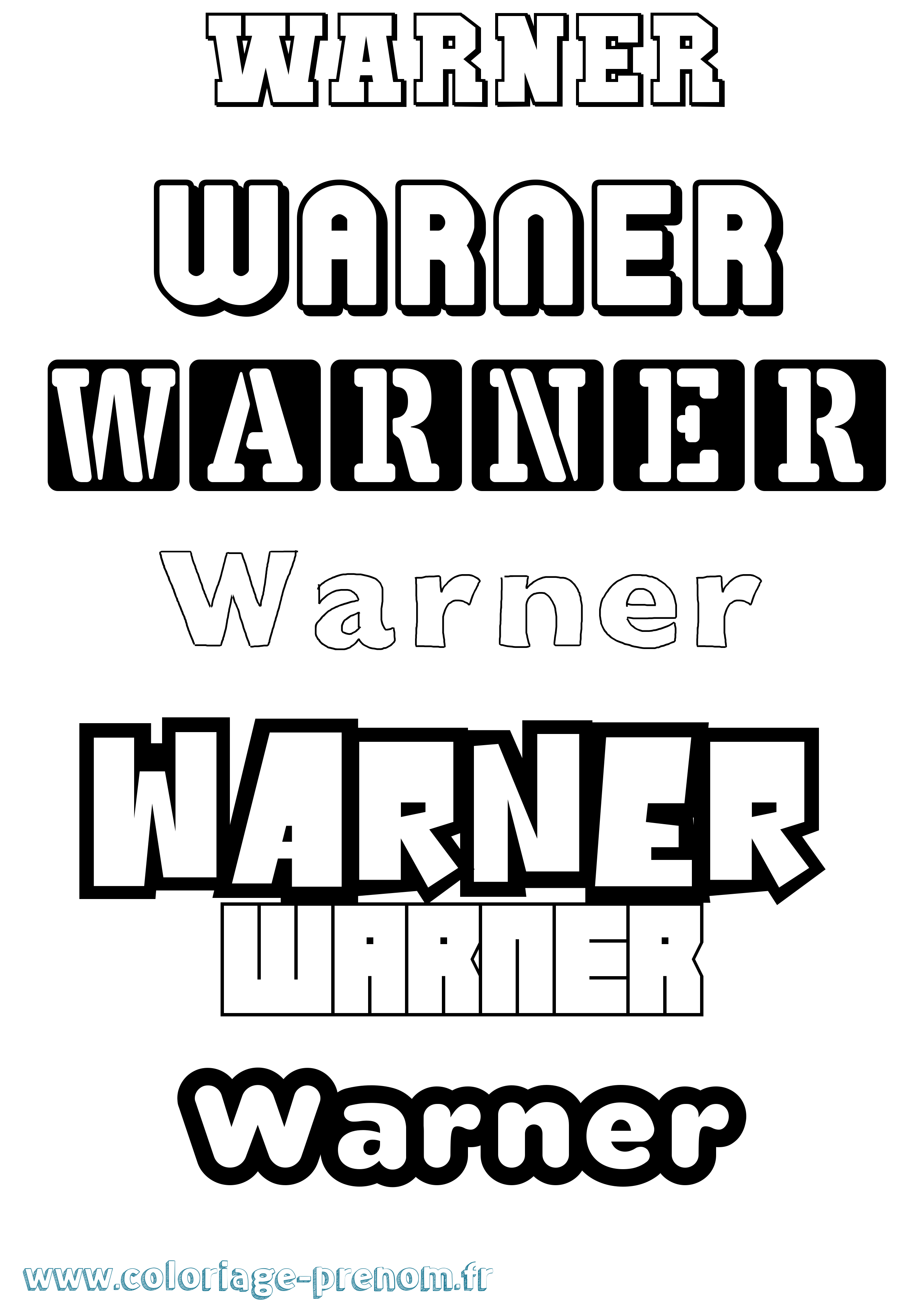 Coloriage Warner Simple Coloriage prénom Warner Simple