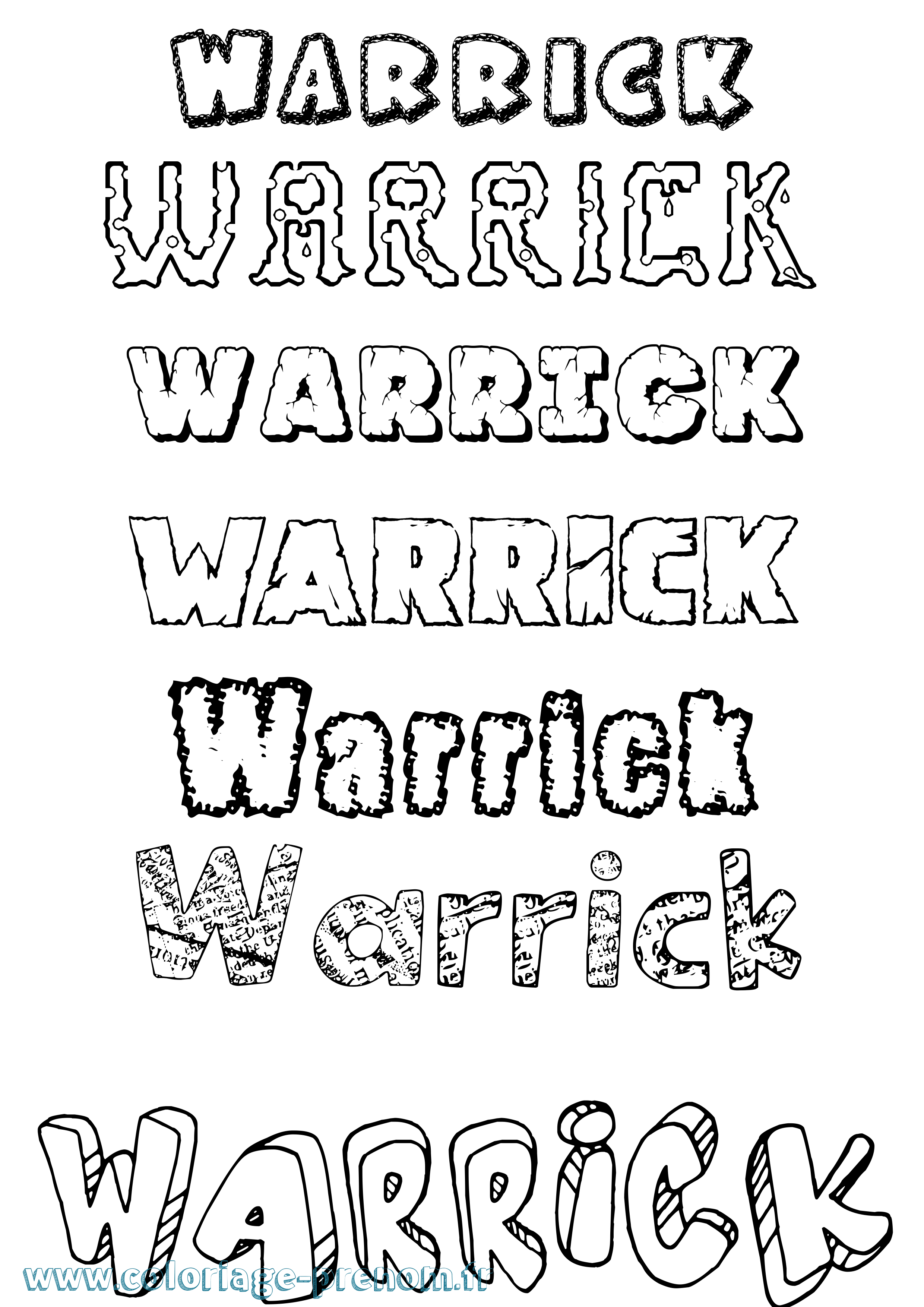 Coloriage Warrick Destructuré Coloriage prénom Warrick Destructuré