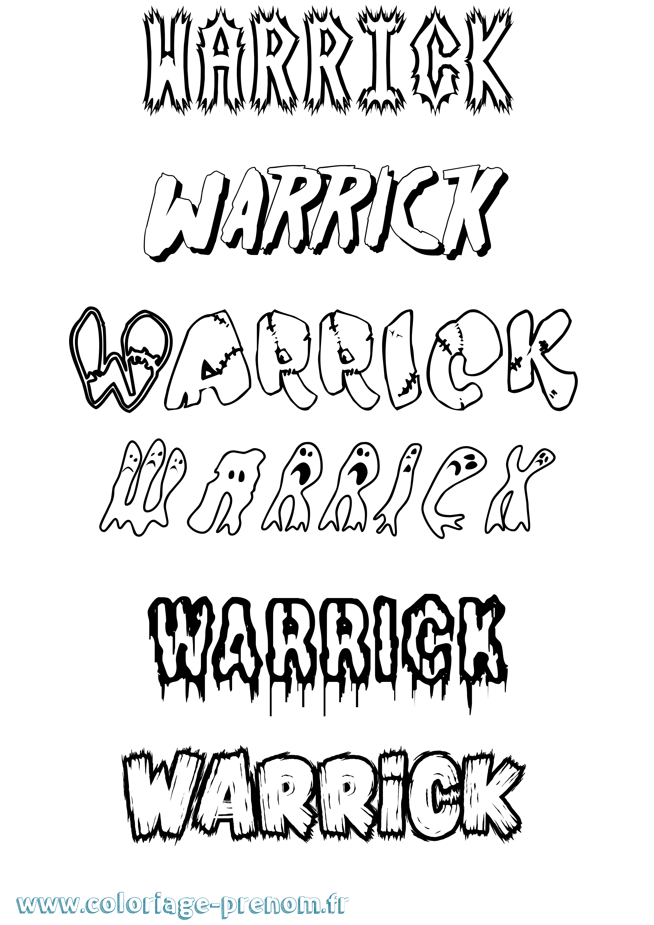 Coloriage Warrick Frisson Coloriage prénom Warrick Frisson