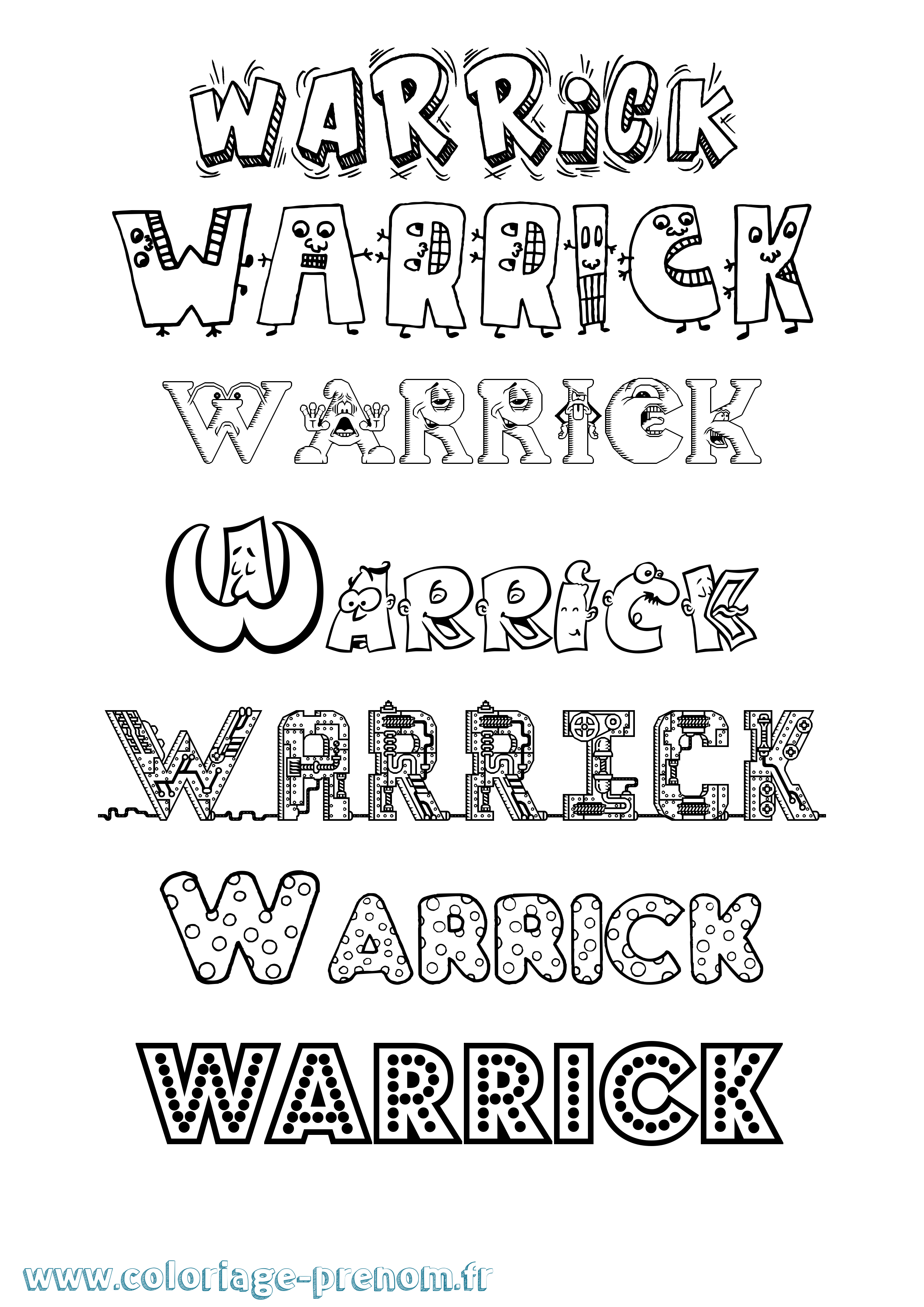 Coloriage Warrick Fun Coloriage prénom Warrick Fun