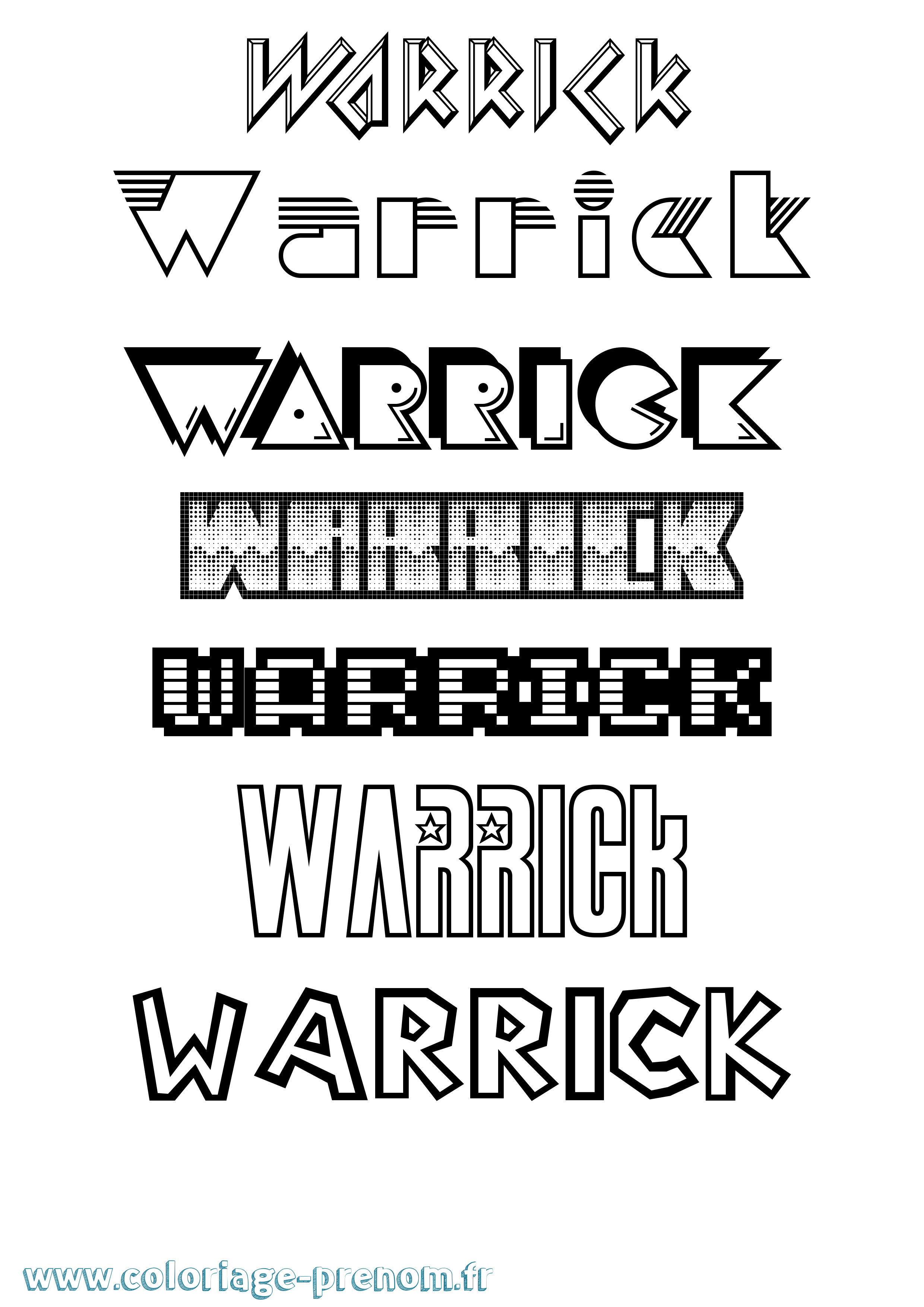 Coloriage Warrick Jeux Vidéos Coloriage prénom Warrick Jeux Vidéos