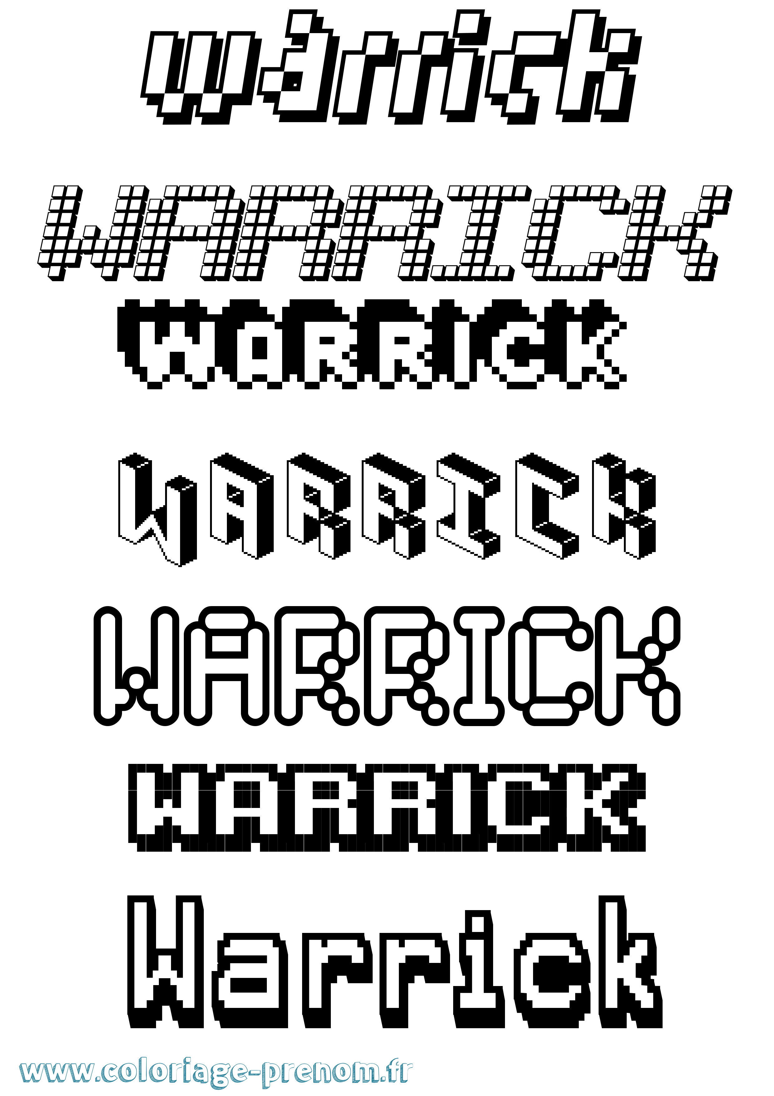 Coloriage Warrick Pixel Coloriage prénom Warrick Pixel