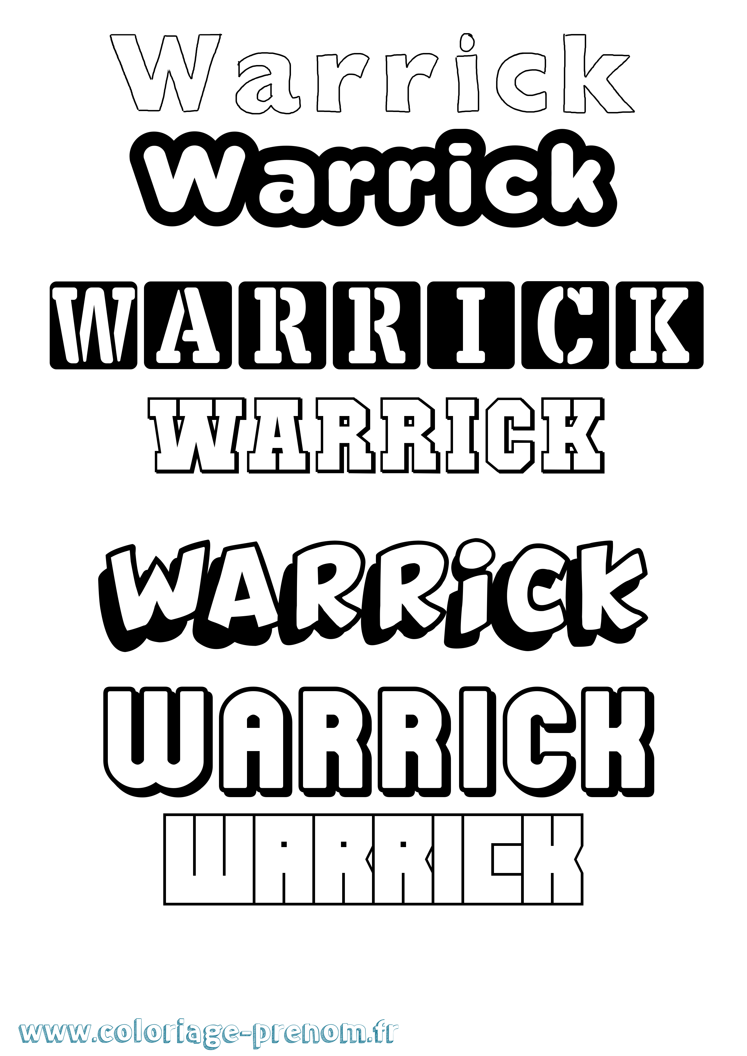Coloriage Warrick Simple Coloriage prénom Warrick Simple