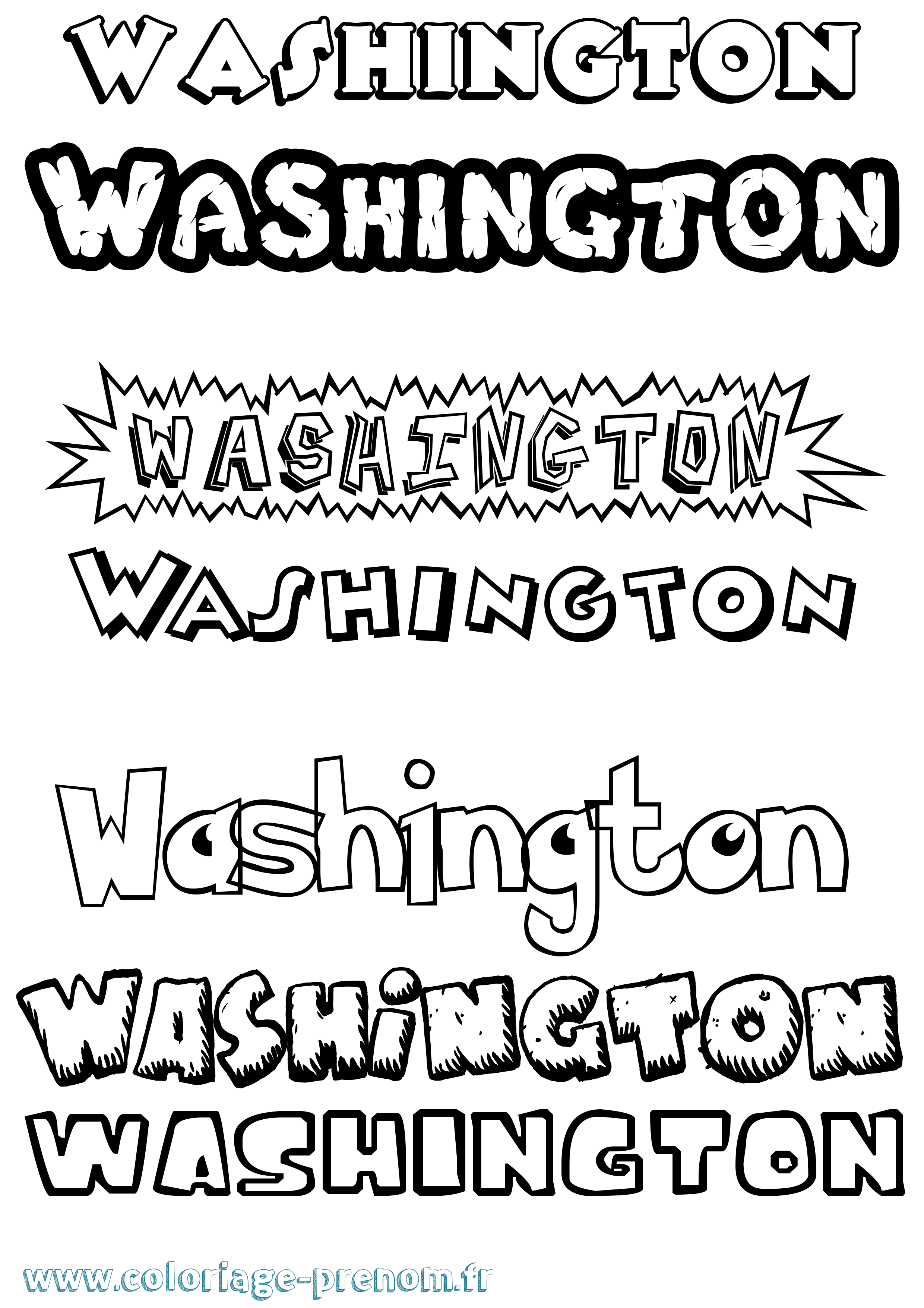 Coloriage Washington Dessin Animé Coloriage prénom Washington Dessin Animé