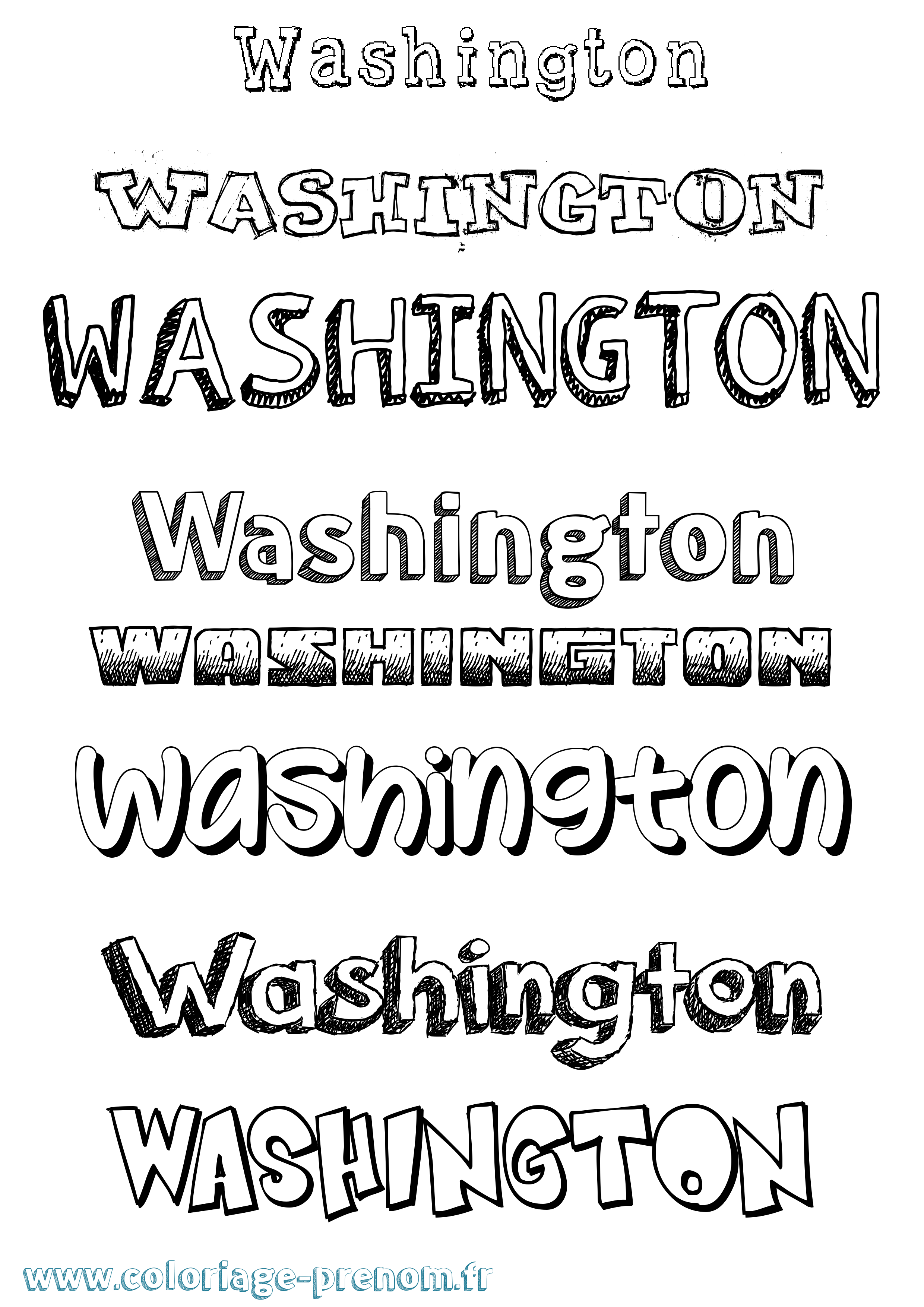 Coloriage Washington Dessiné Coloriage prénom Washington Dessiné