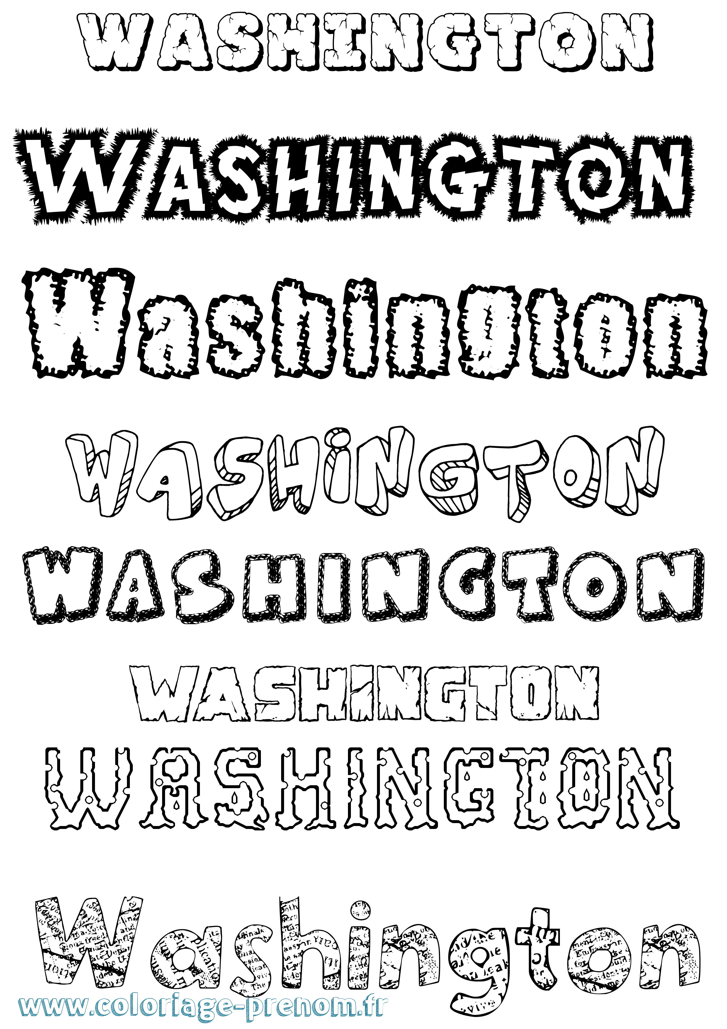 Coloriage Washington Destructuré Coloriage prénom Washington Destructuré