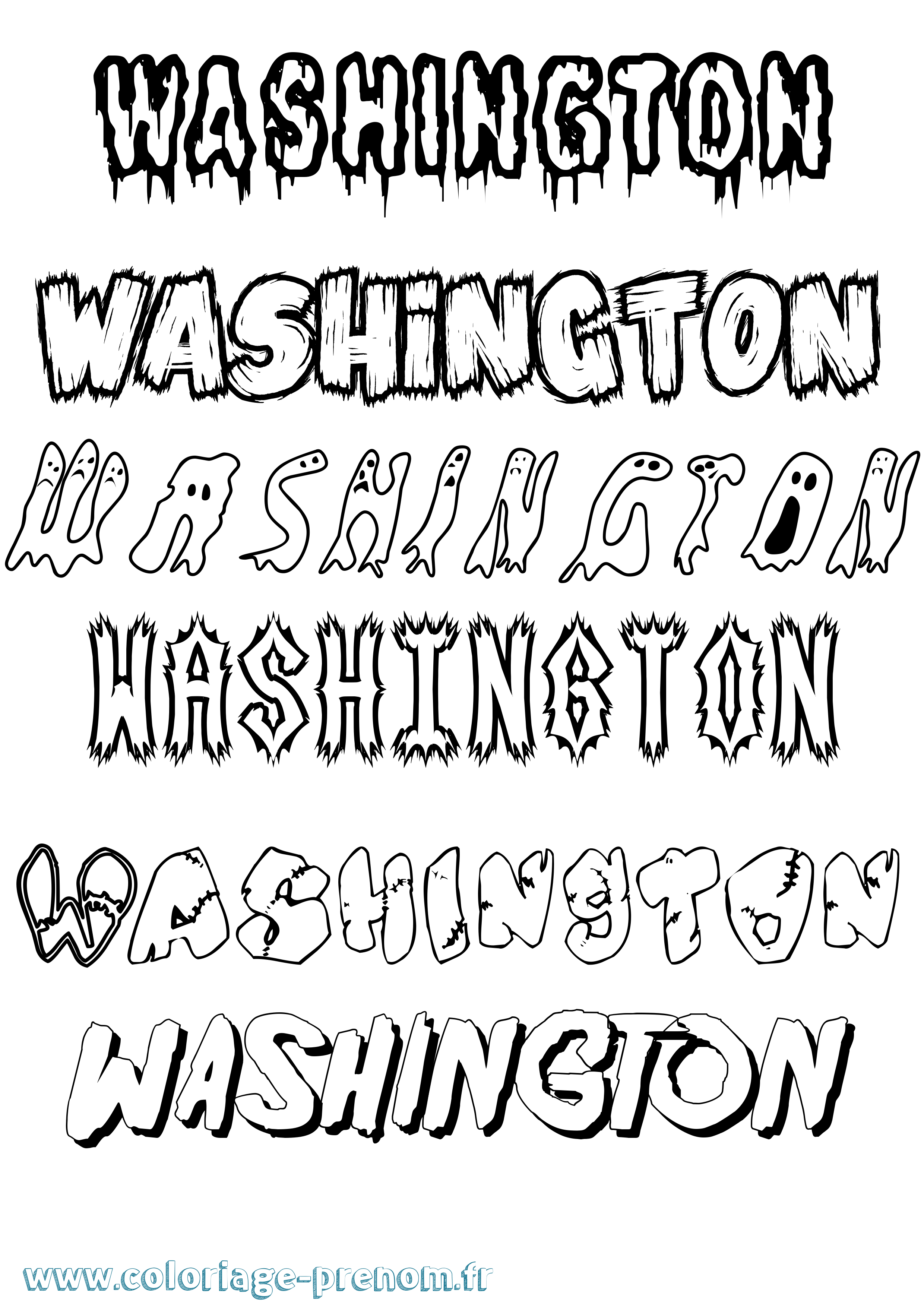 Coloriage Washington Frisson Coloriage prénom Washington Frisson
