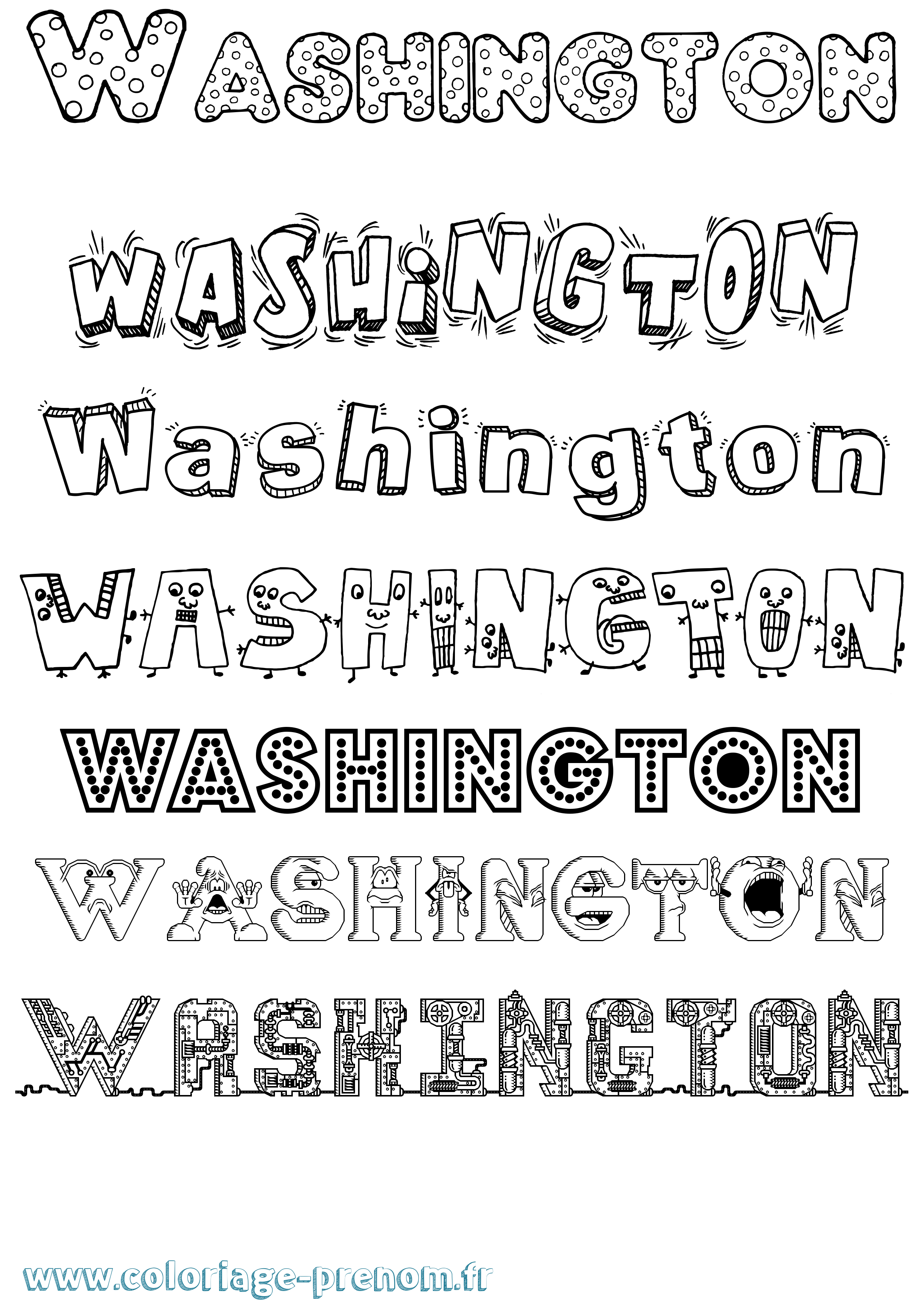 Coloriage Washington Fun Coloriage prénom Washington Fun