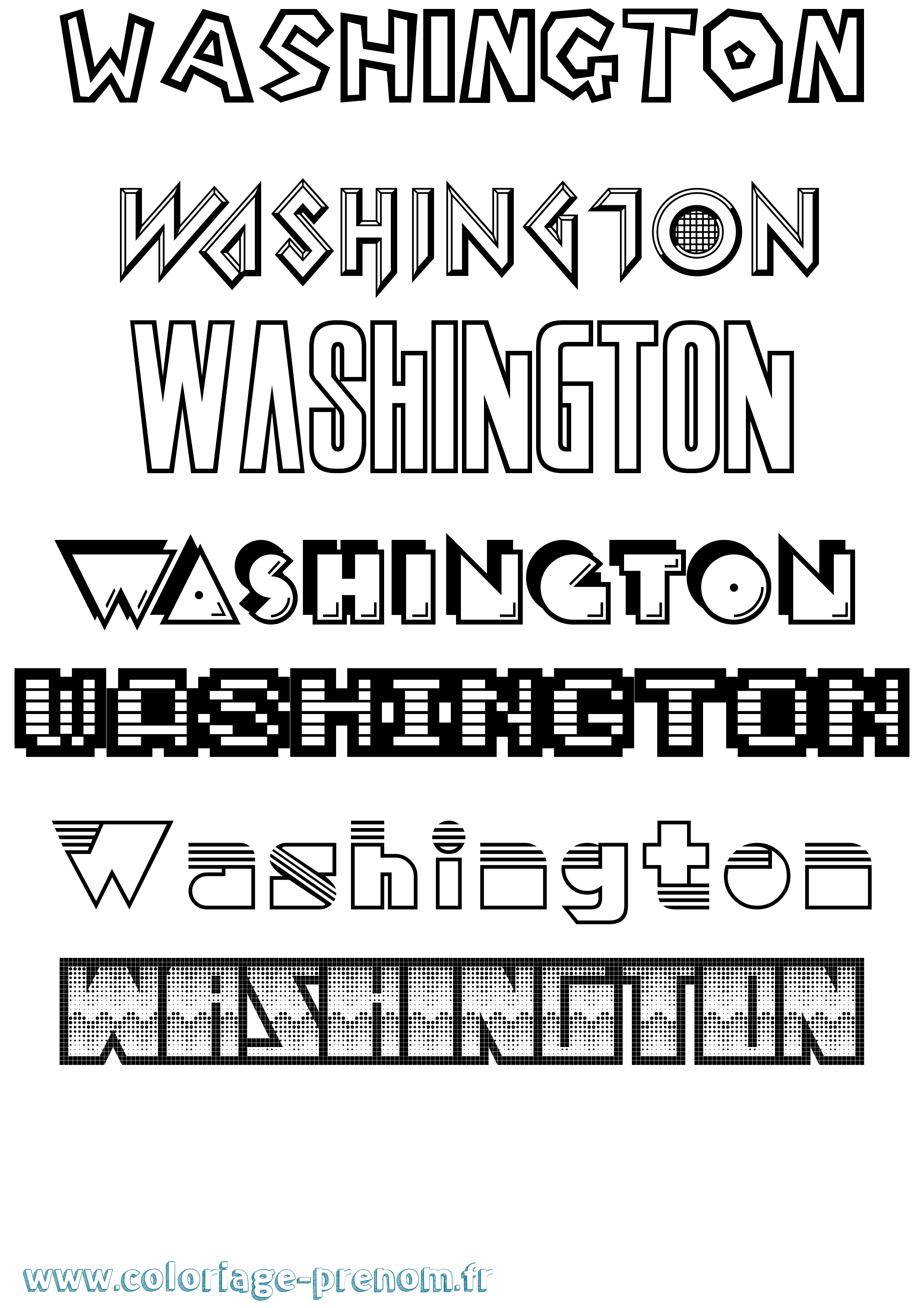 Coloriage Washington Jeux Vidéos Coloriage prénom Washington Jeux Vidéos