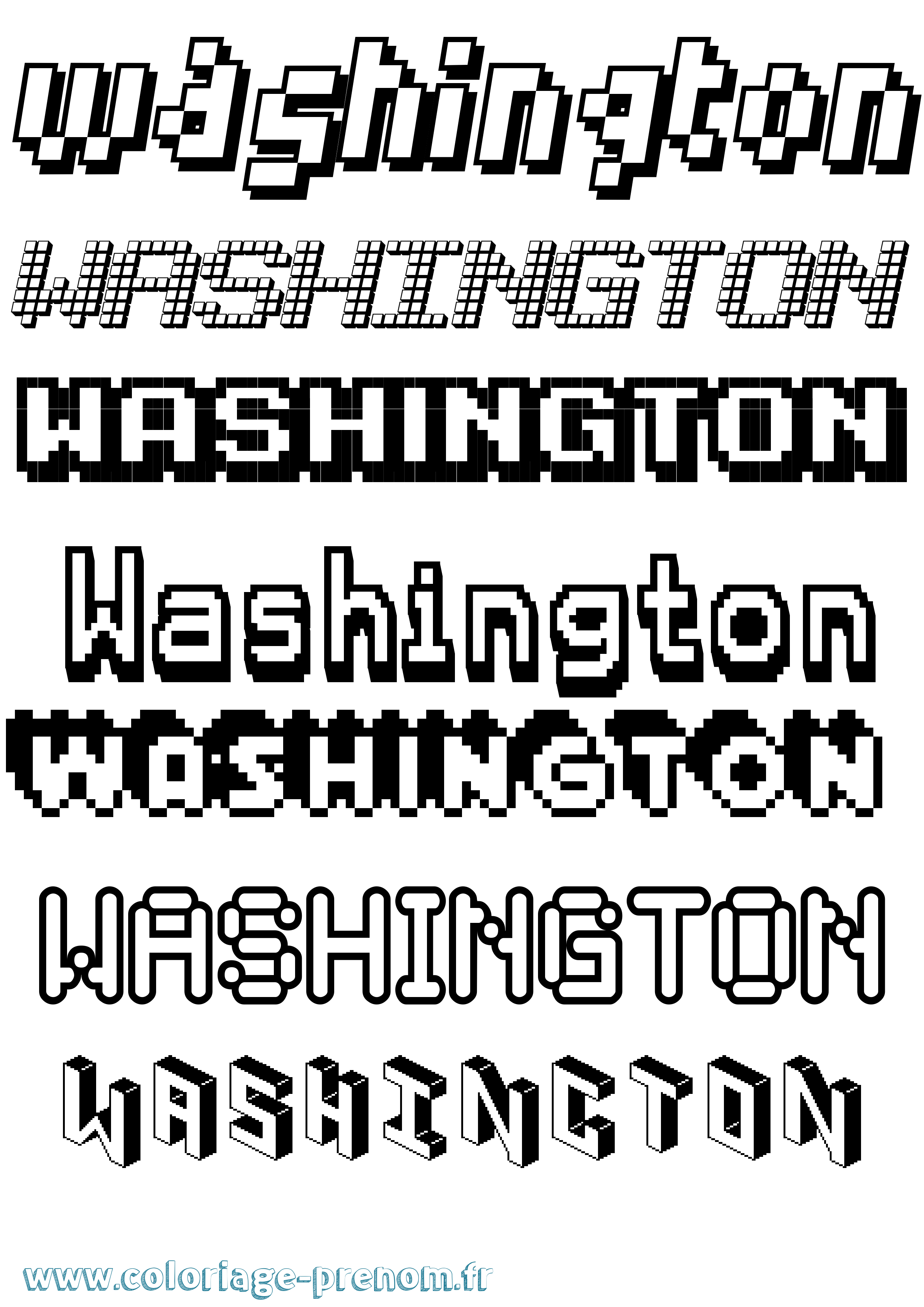 Coloriage Washington Pixel Coloriage prénom Washington Pixel