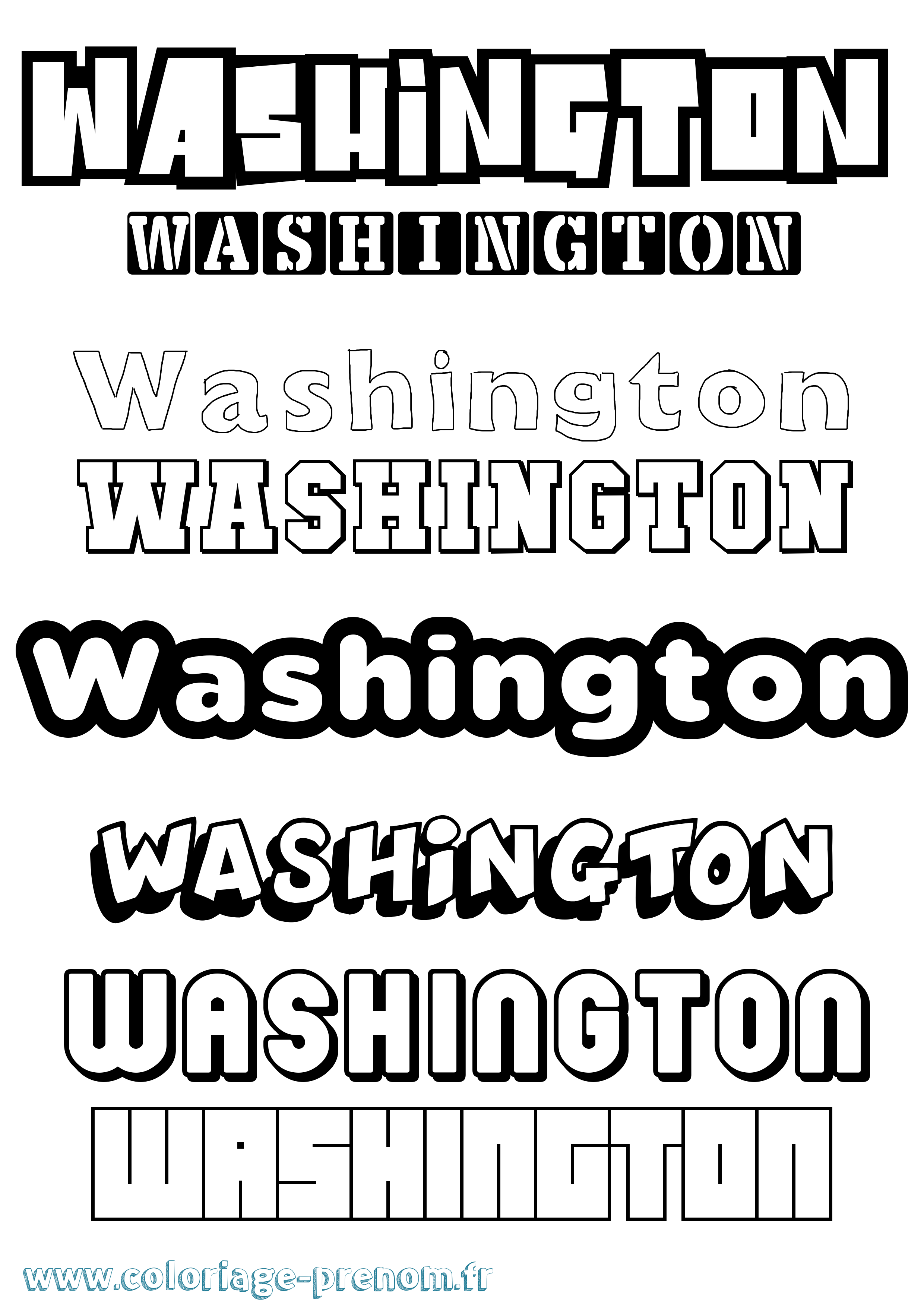 Coloriage Washington Simple Coloriage prénom Washington Simple