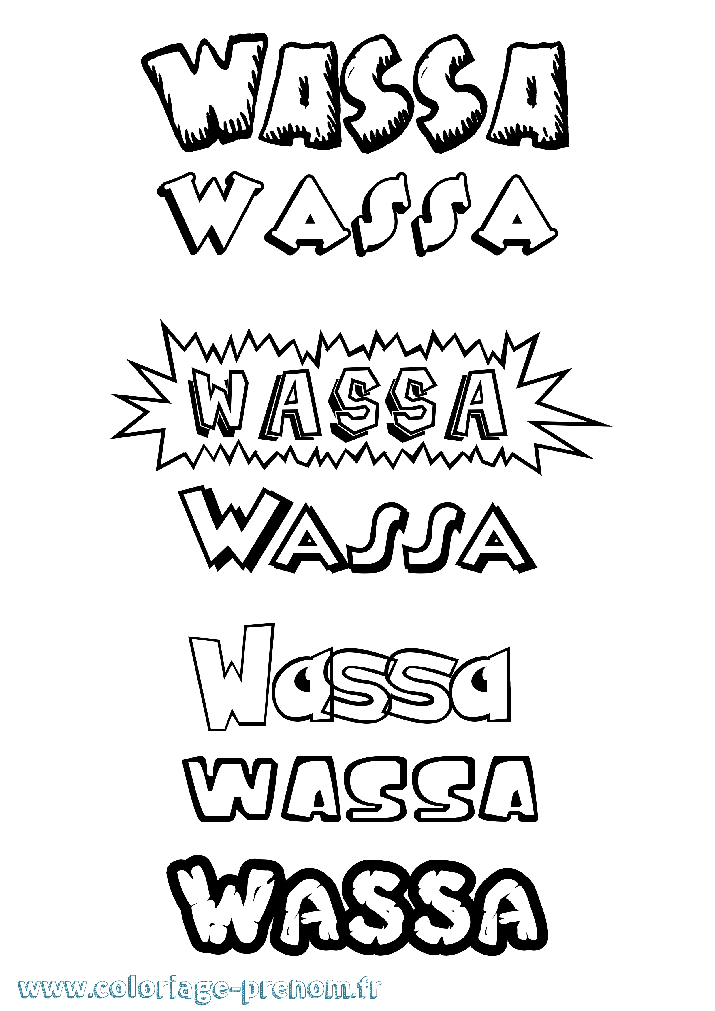 Coloriage Wassa Dessin Animé Coloriage prénom Wassa Dessin Animé