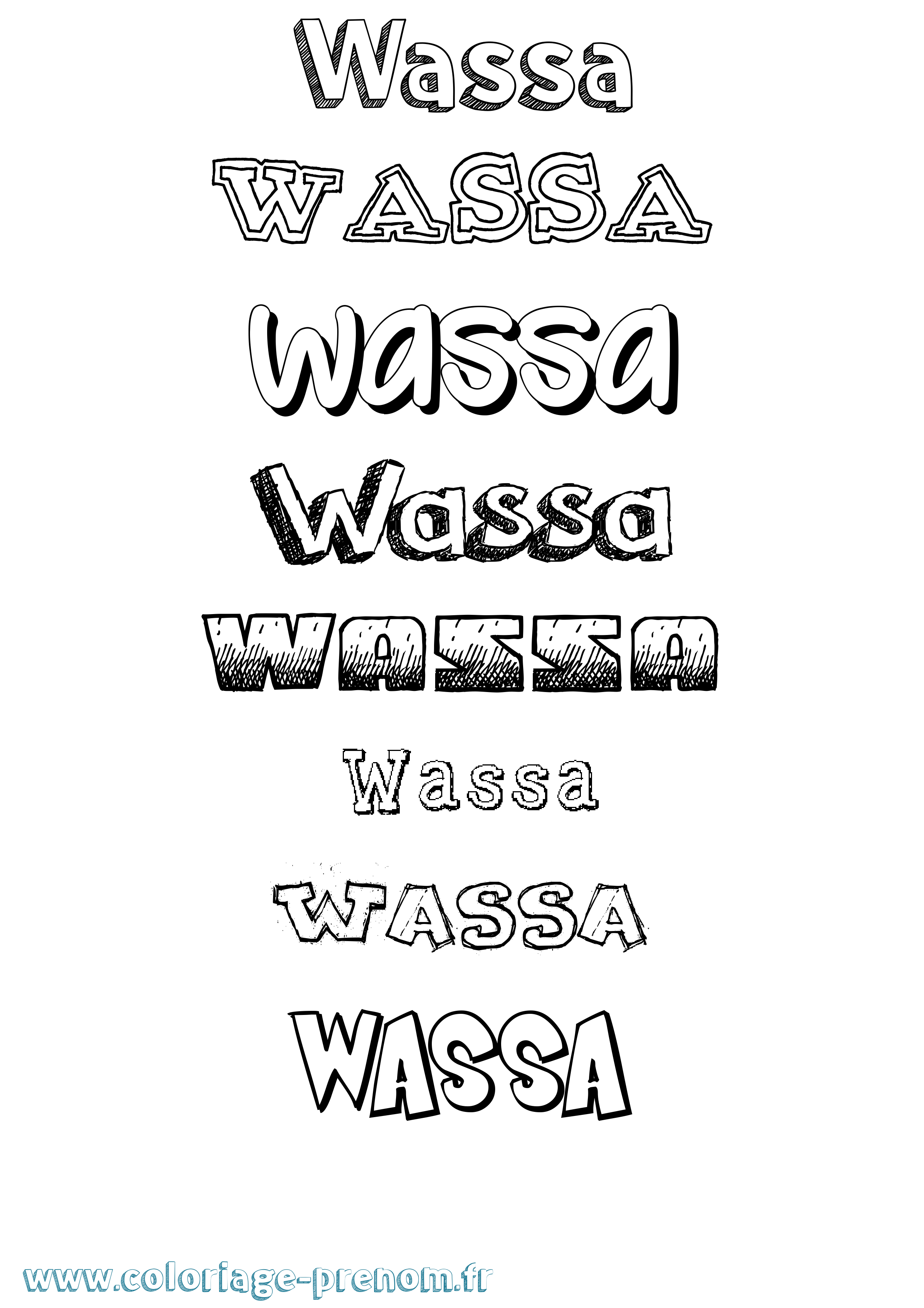 Coloriage Wassa Dessiné Coloriage prénom Wassa Dessiné