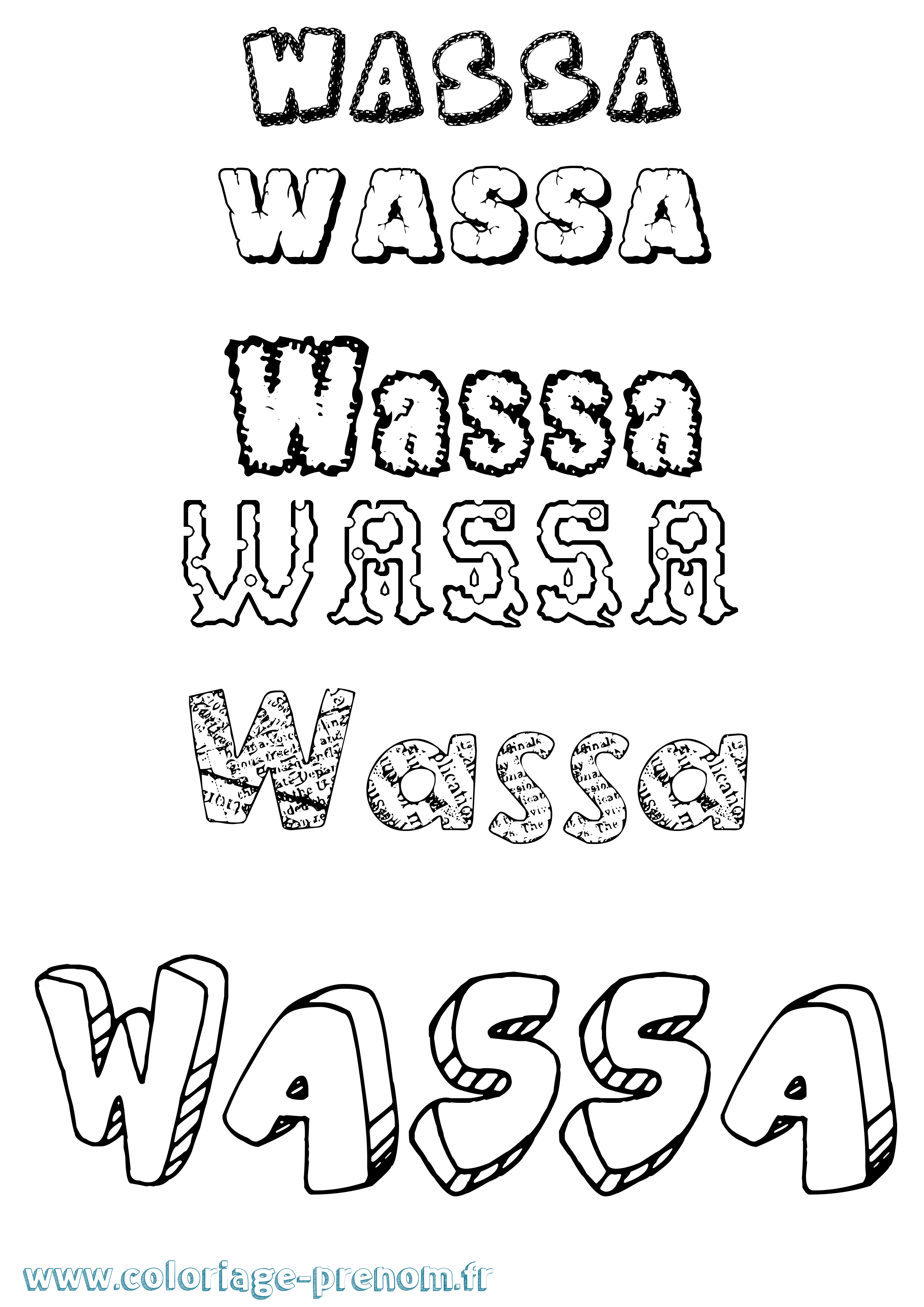 Coloriage Wassa Destructuré Coloriage prénom Wassa Destructuré