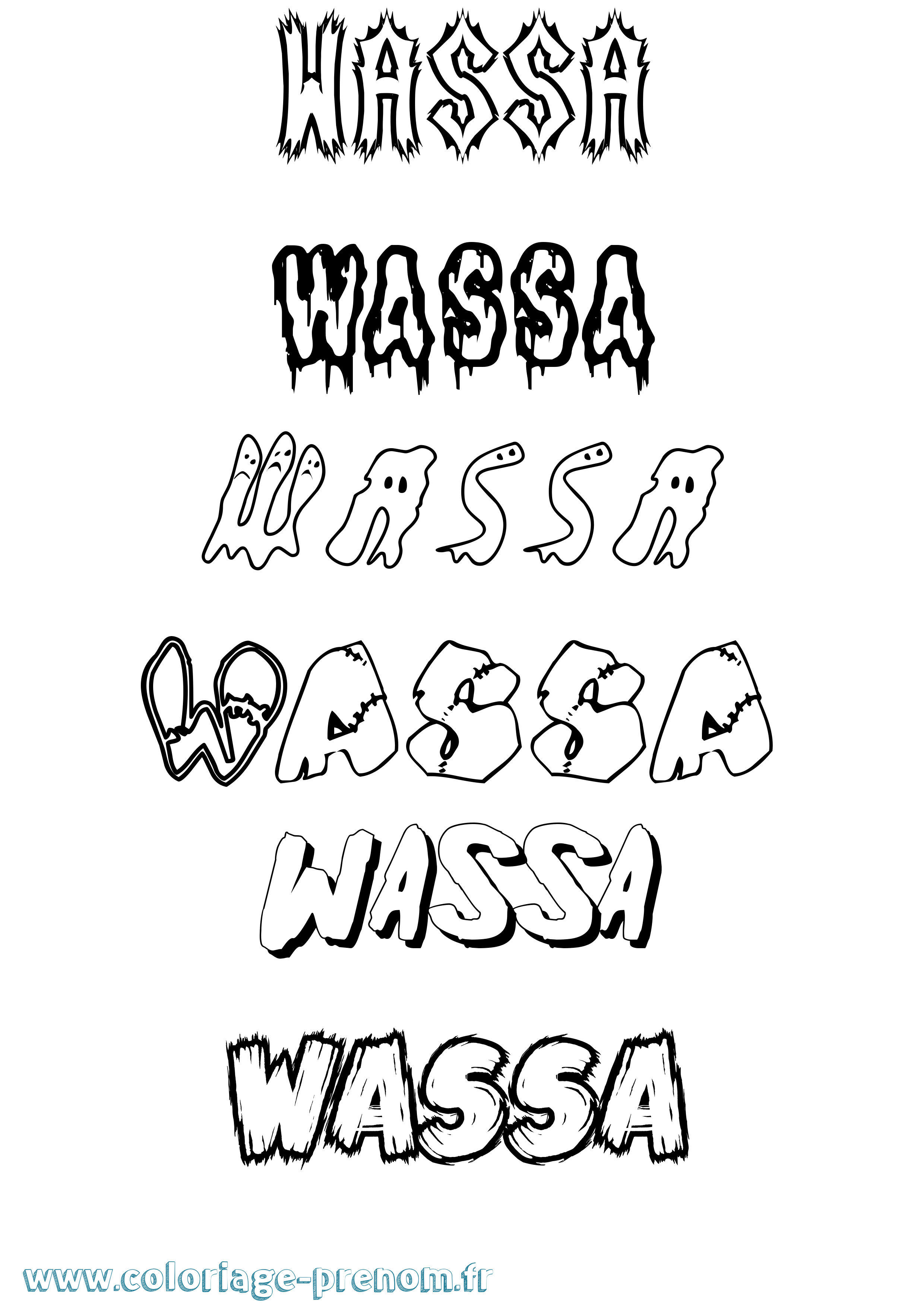 Coloriage Wassa Frisson Coloriage prénom Wassa Frisson