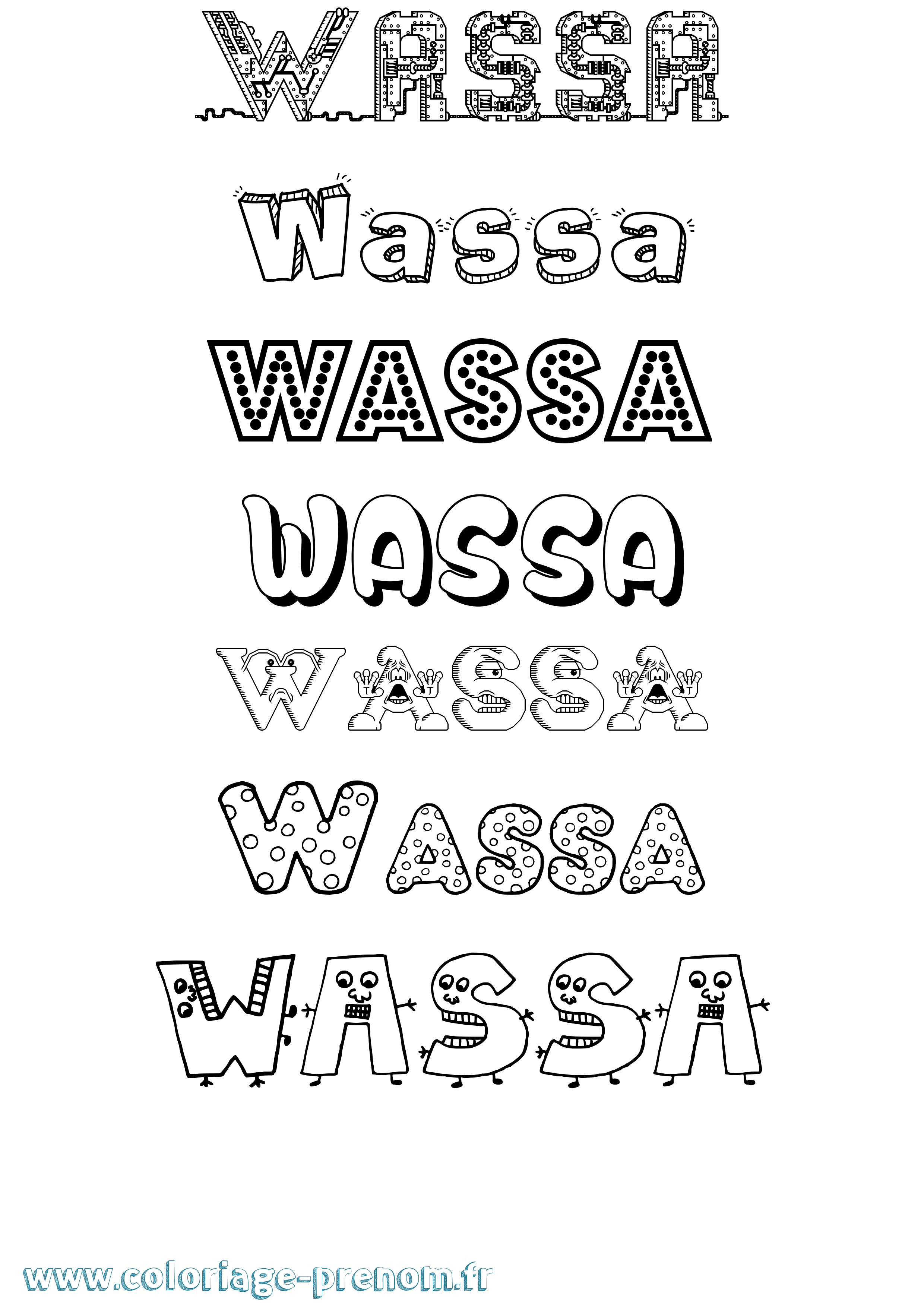 Coloriage Wassa Fun Coloriage prénom Wassa Fun