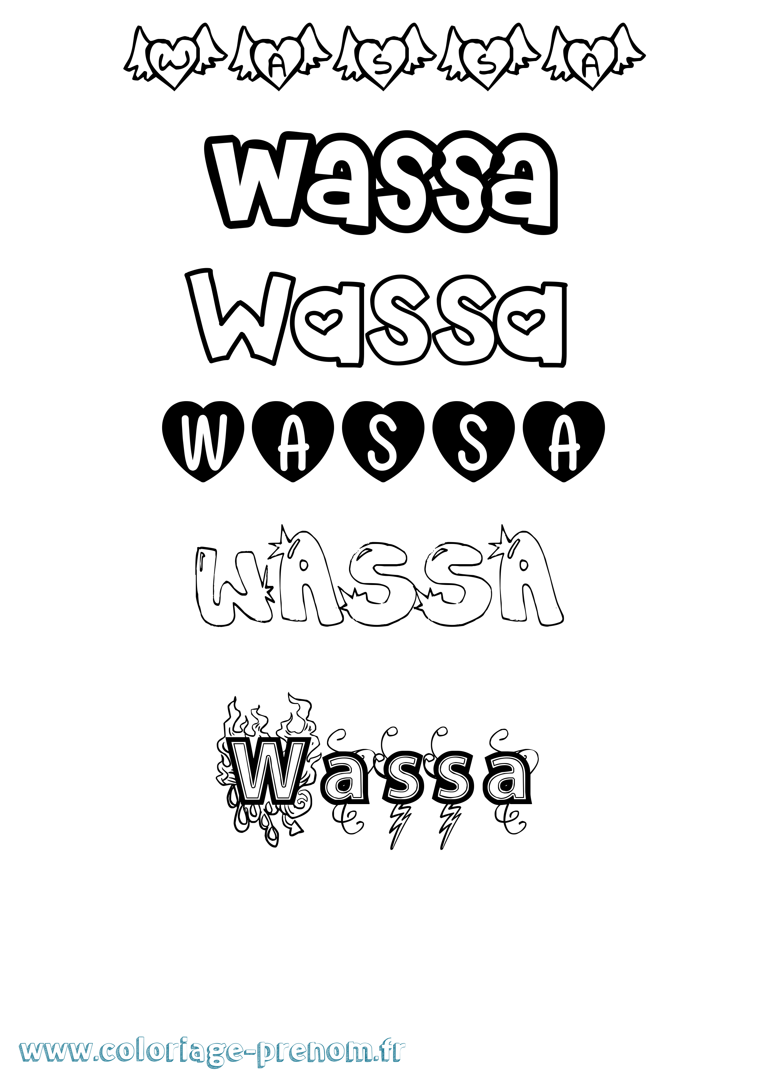 Coloriage Wassa Girly Coloriage prénom Wassa Girly