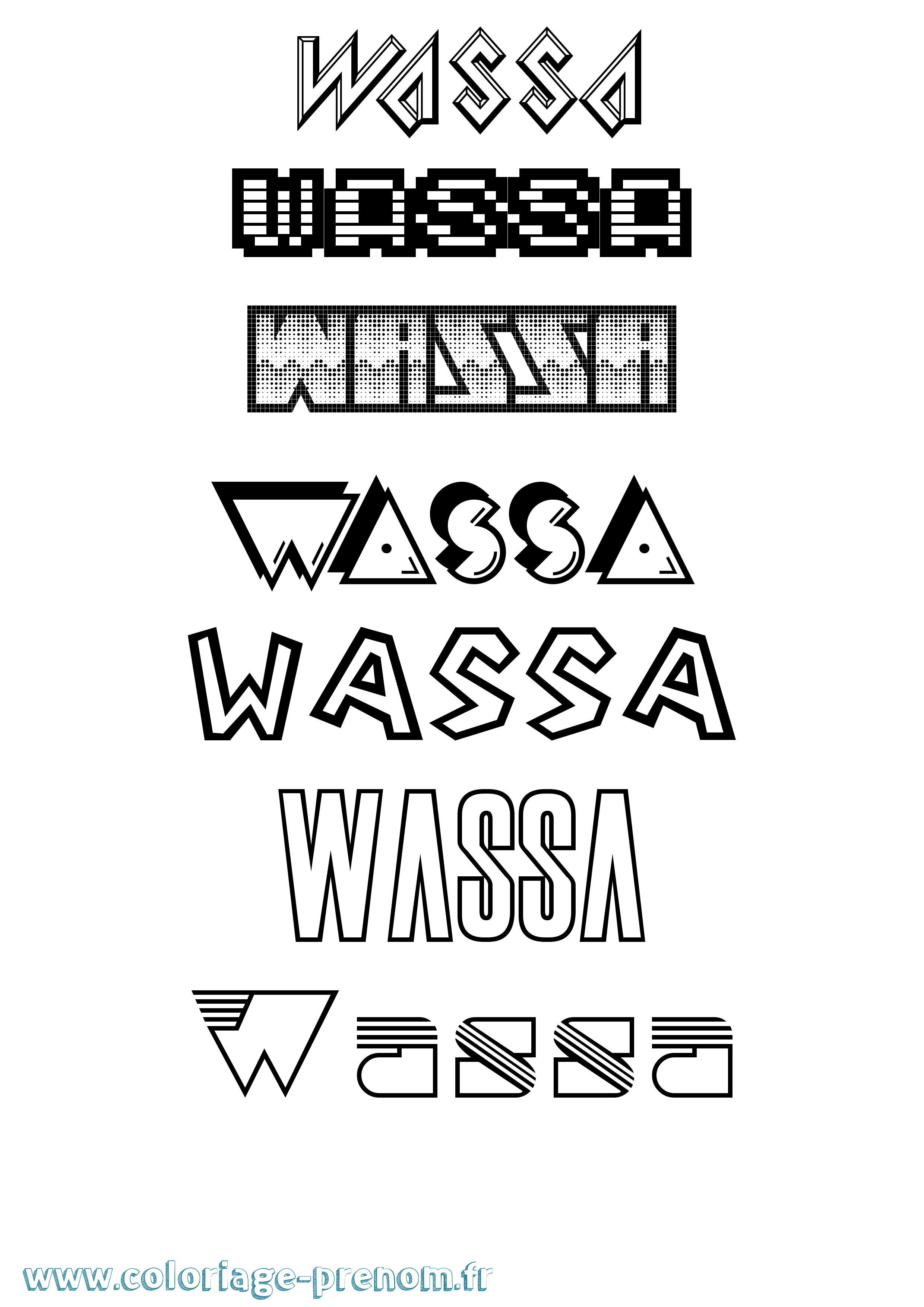 Coloriage Wassa Jeux Vidéos Coloriage prénom Wassa Jeux Vidéos