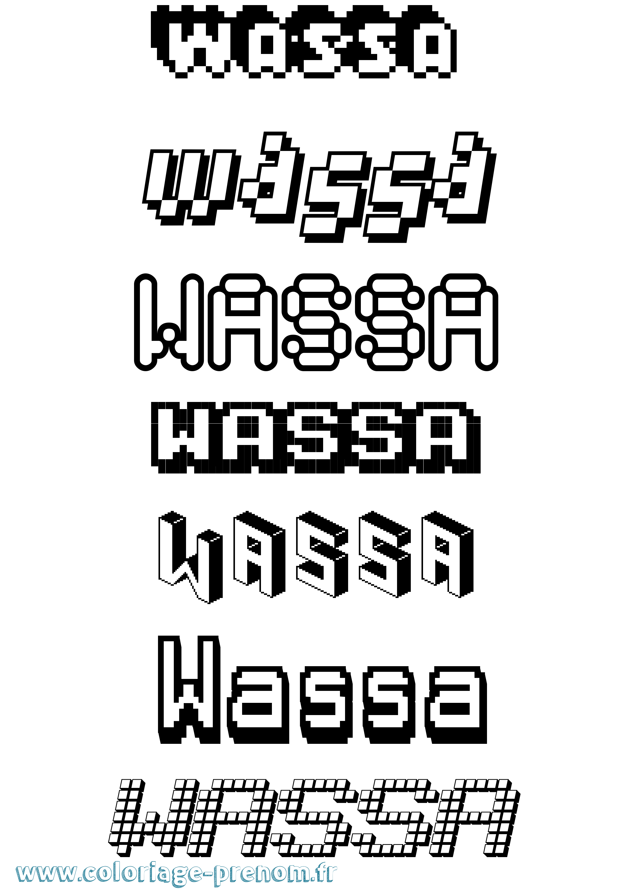 Coloriage Wassa Pixel Coloriage prénom Wassa Pixel