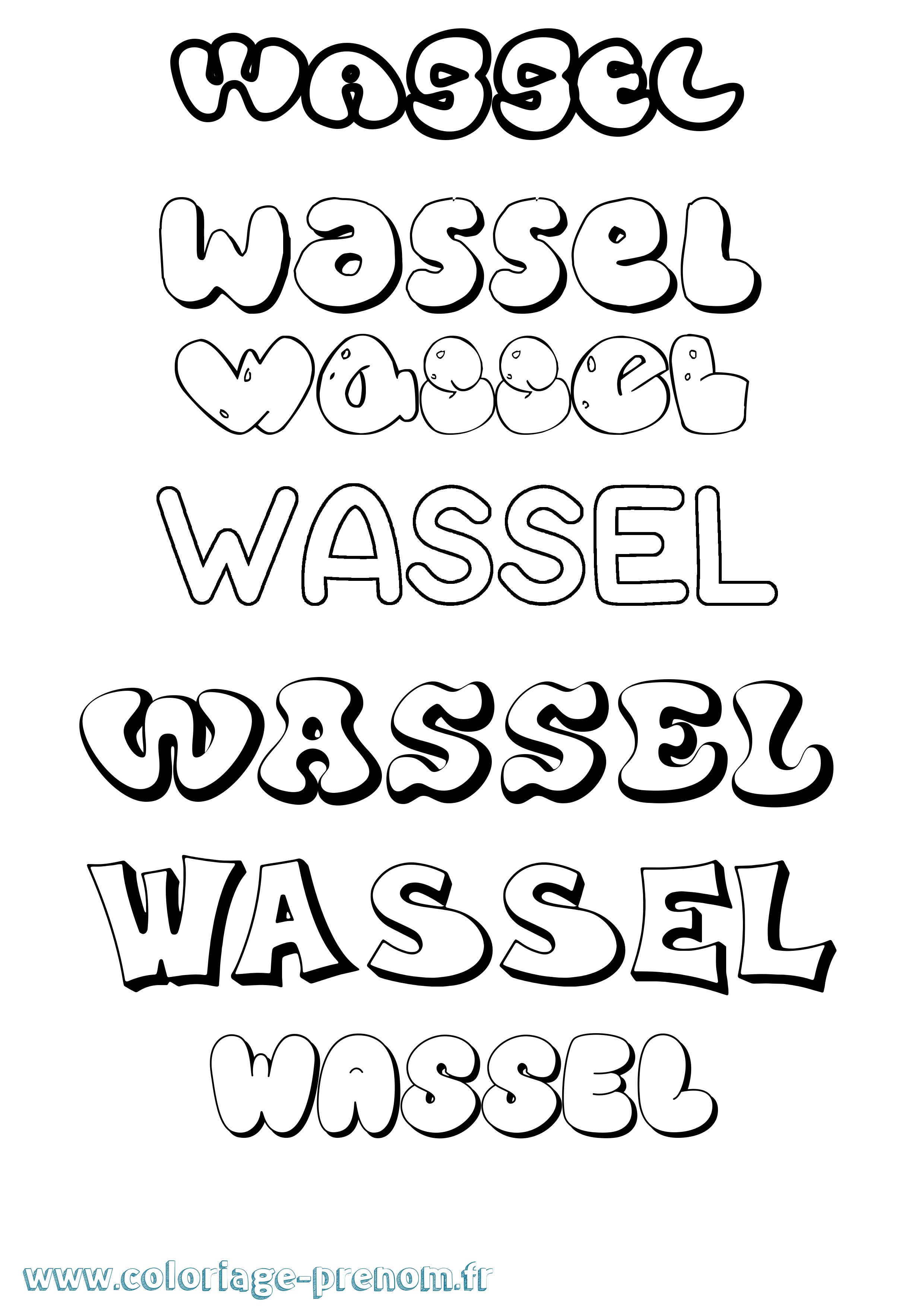 Coloriage Wassel Bubble Coloriage prénom Wassel Bubble