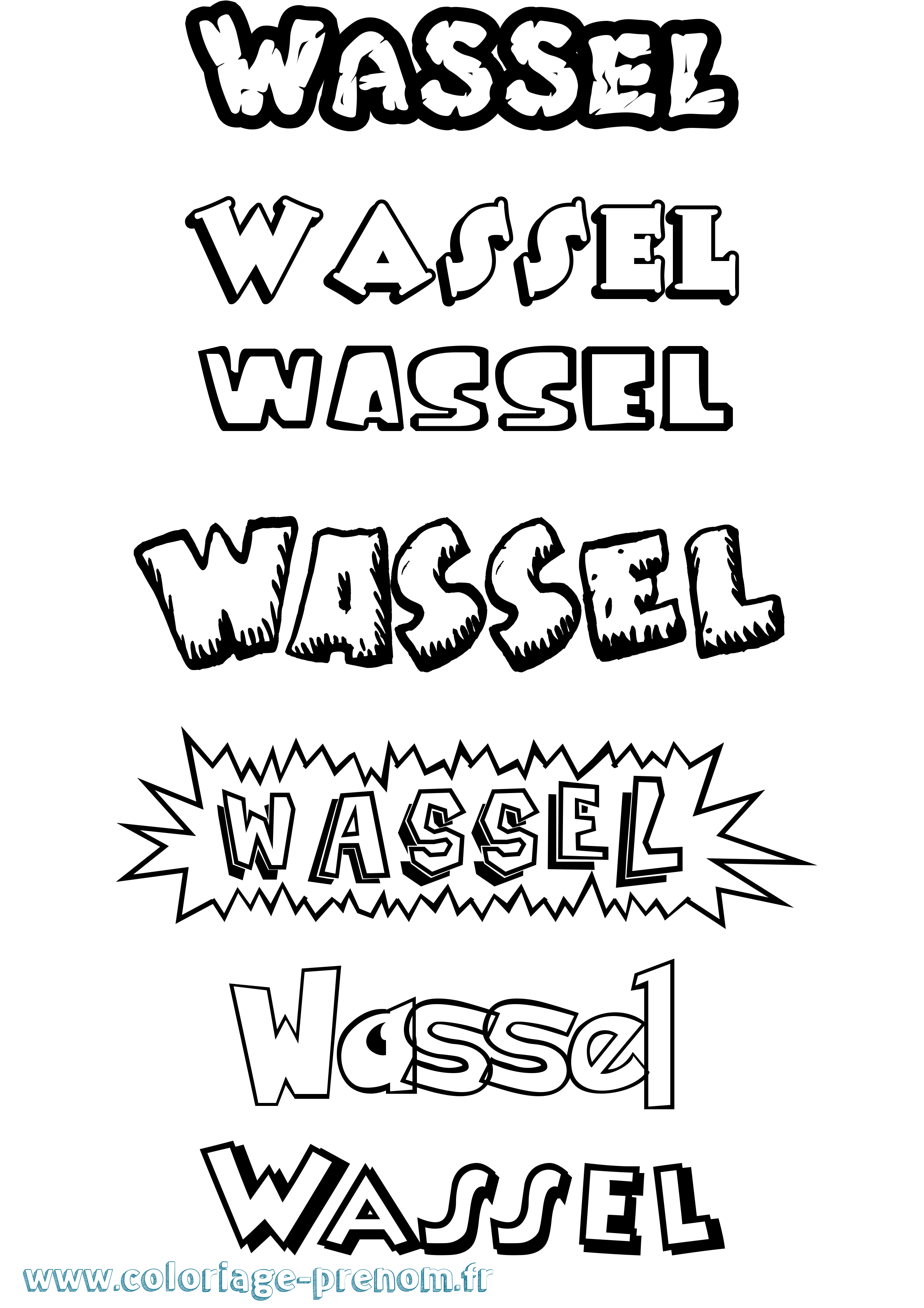 Coloriage Wassel Dessin Animé Coloriage prénom Wassel Dessin Animé