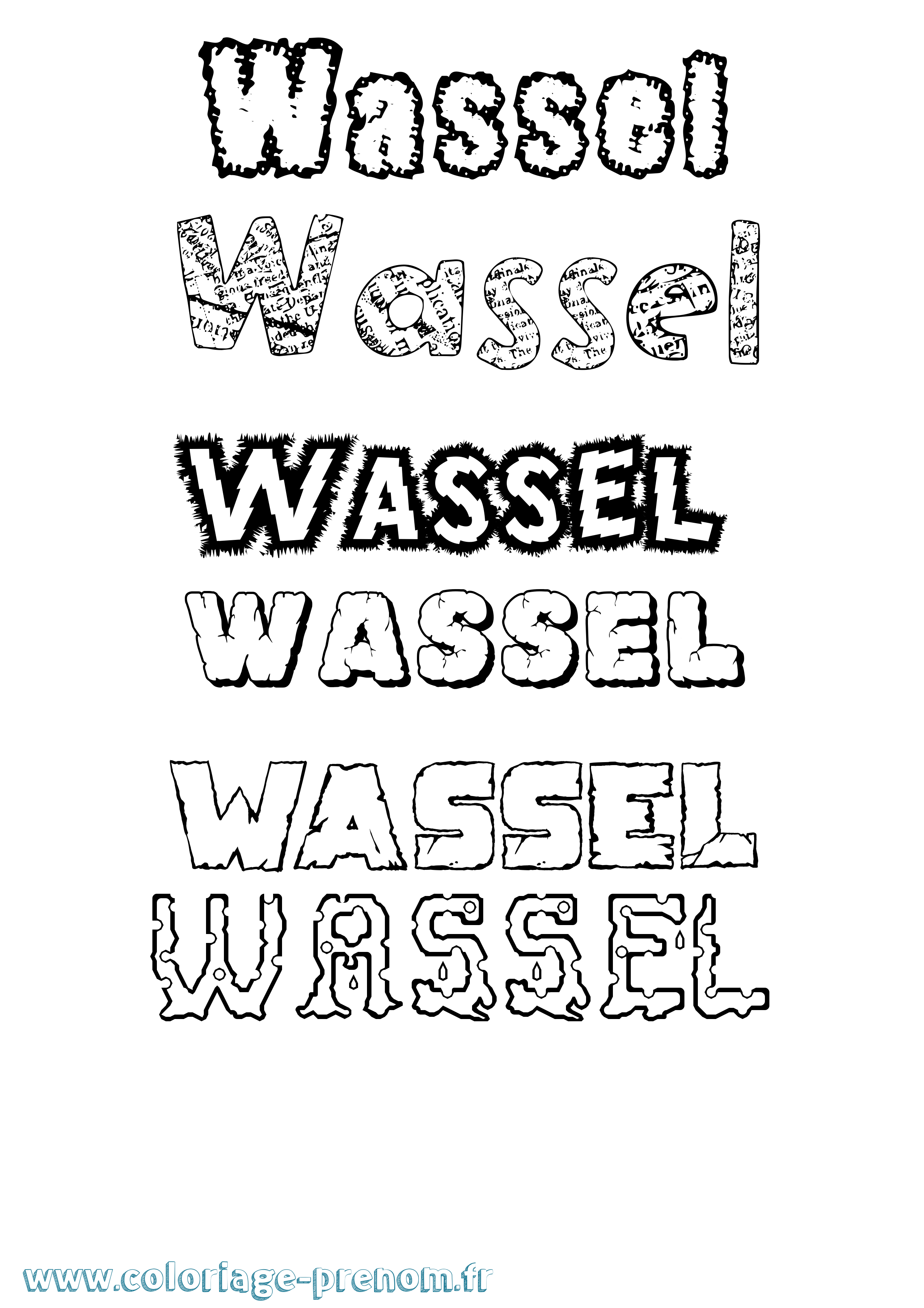 Coloriage Wassel Destructuré Coloriage prénom Wassel Destructuré