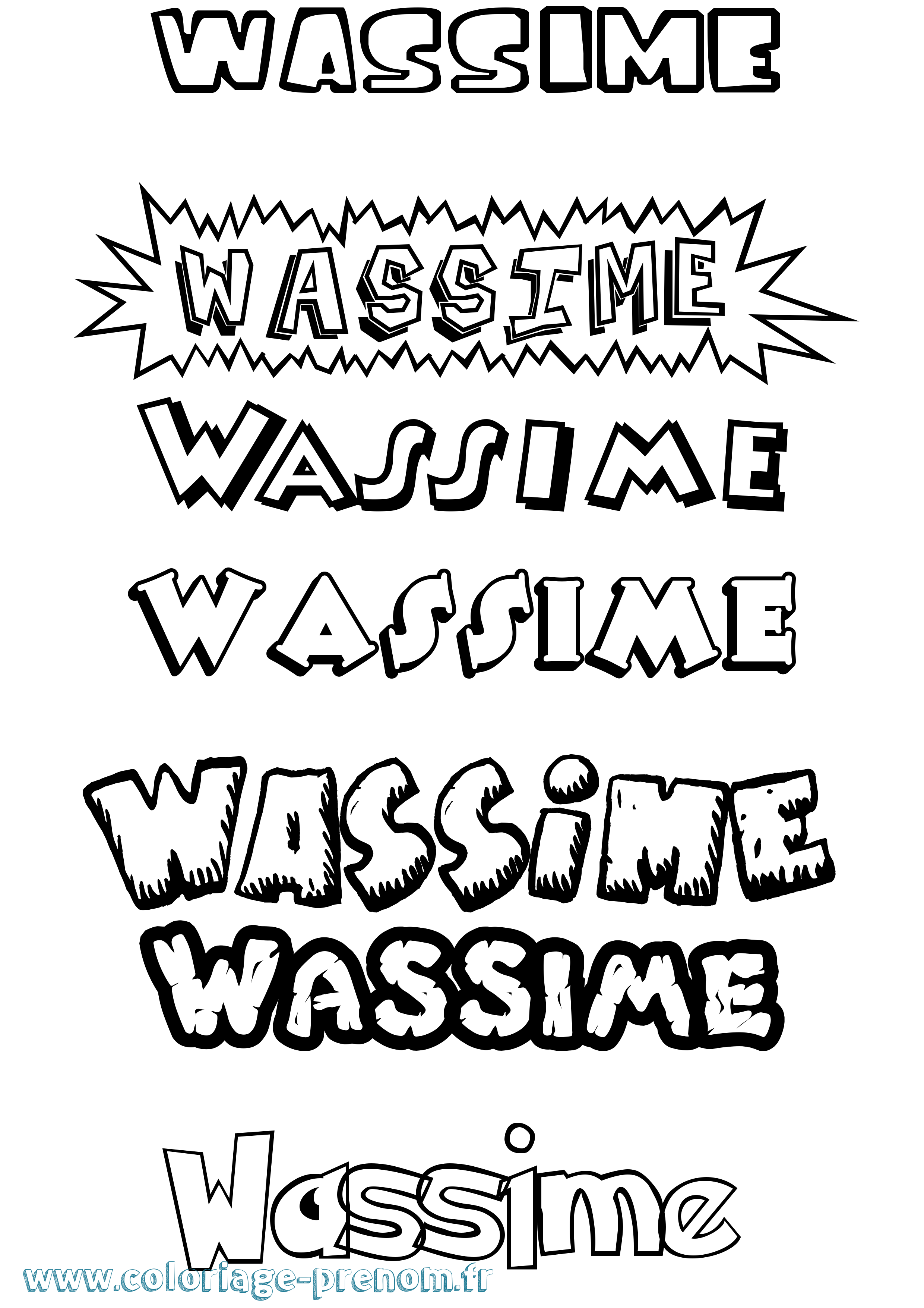 Coloriage Wassime Dessin Animé Coloriage prénom Wassime Dessin Animé