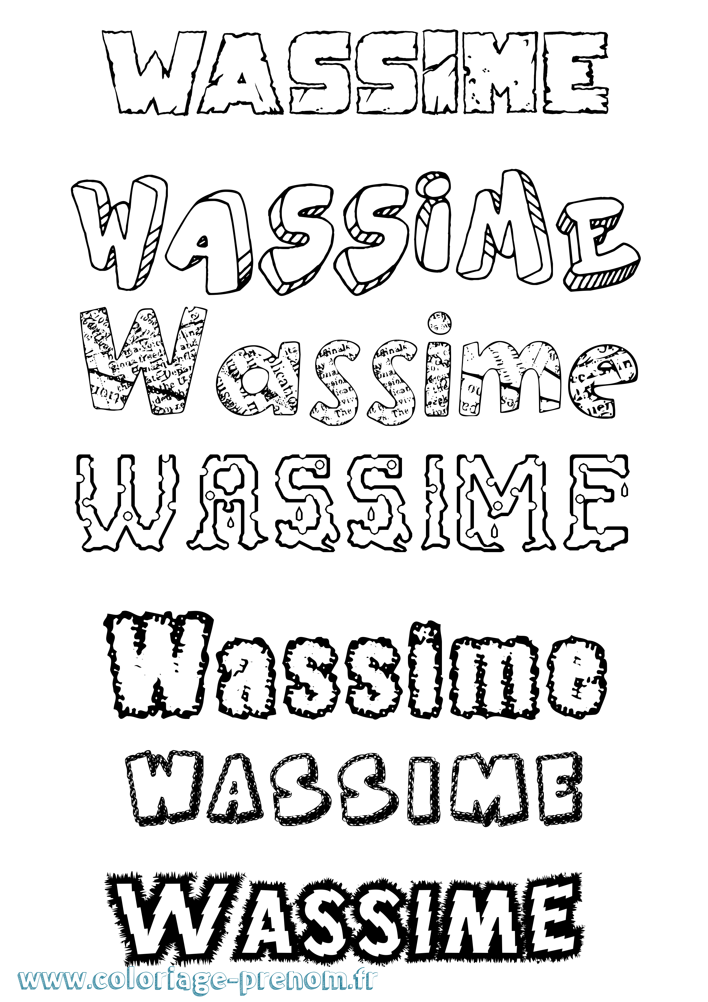 Coloriage Wassime Destructuré Coloriage prénom Wassime Destructuré