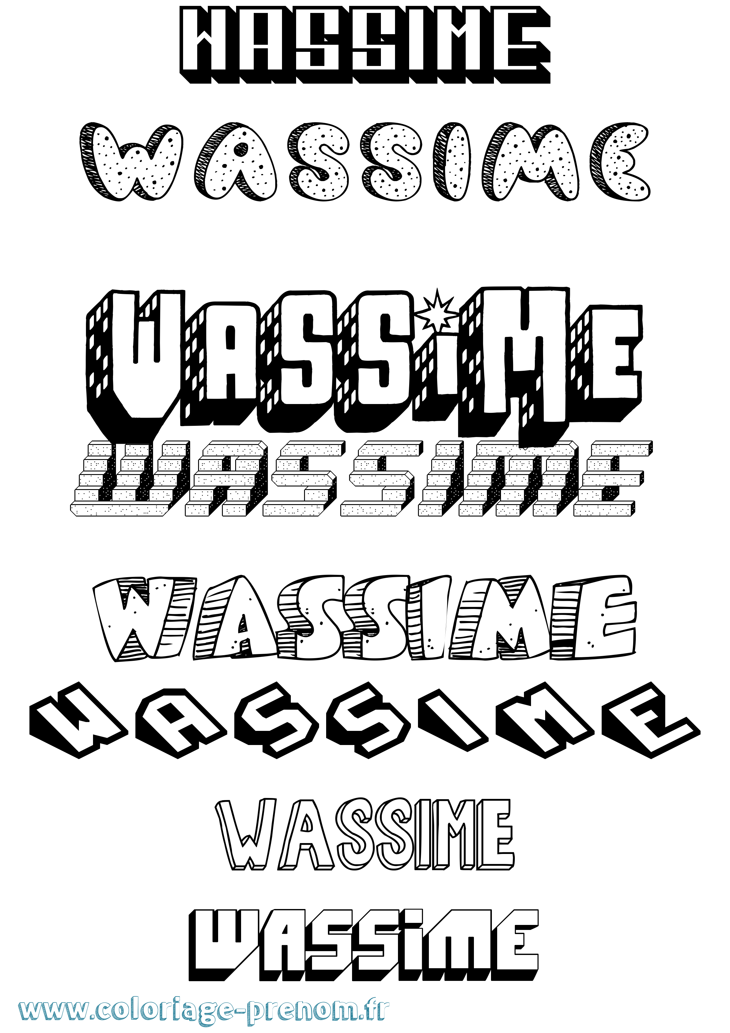 Coloriage Wassime Effet 3D Coloriage prénom Wassime Effet 3D