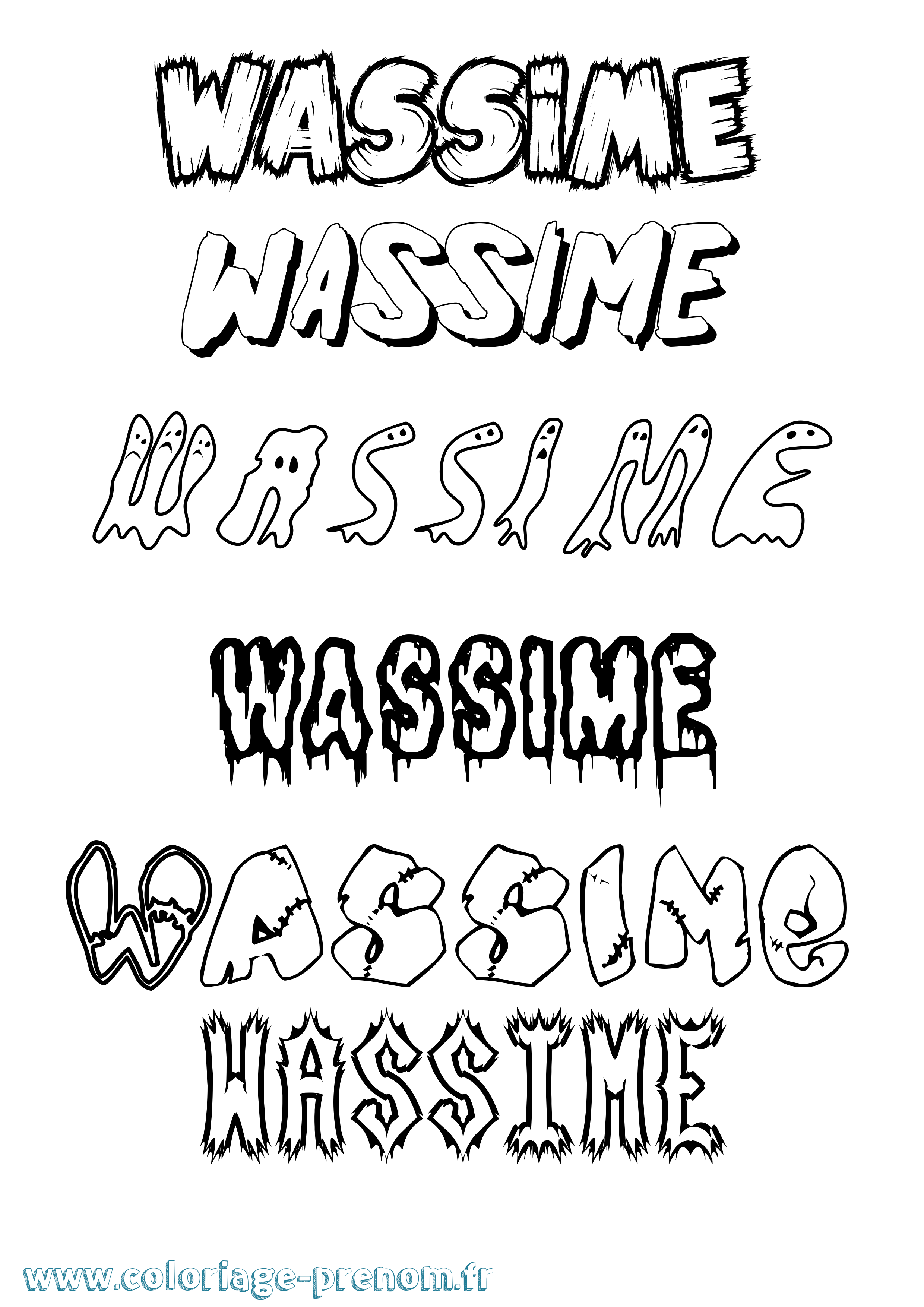 Coloriage Wassime Frisson Coloriage prénom Wassime Frisson