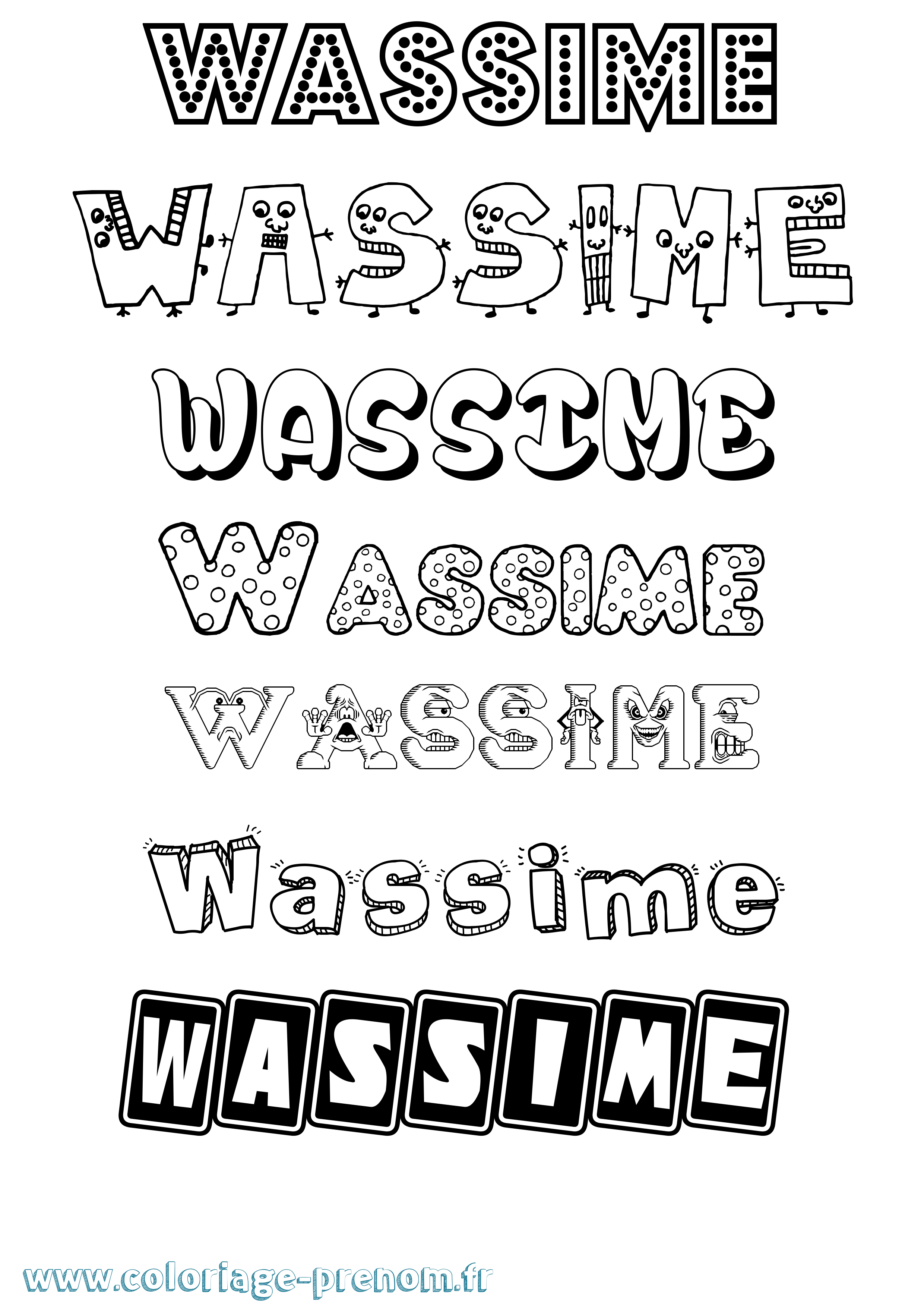 Coloriage Wassime Fun Coloriage prénom Wassime Fun