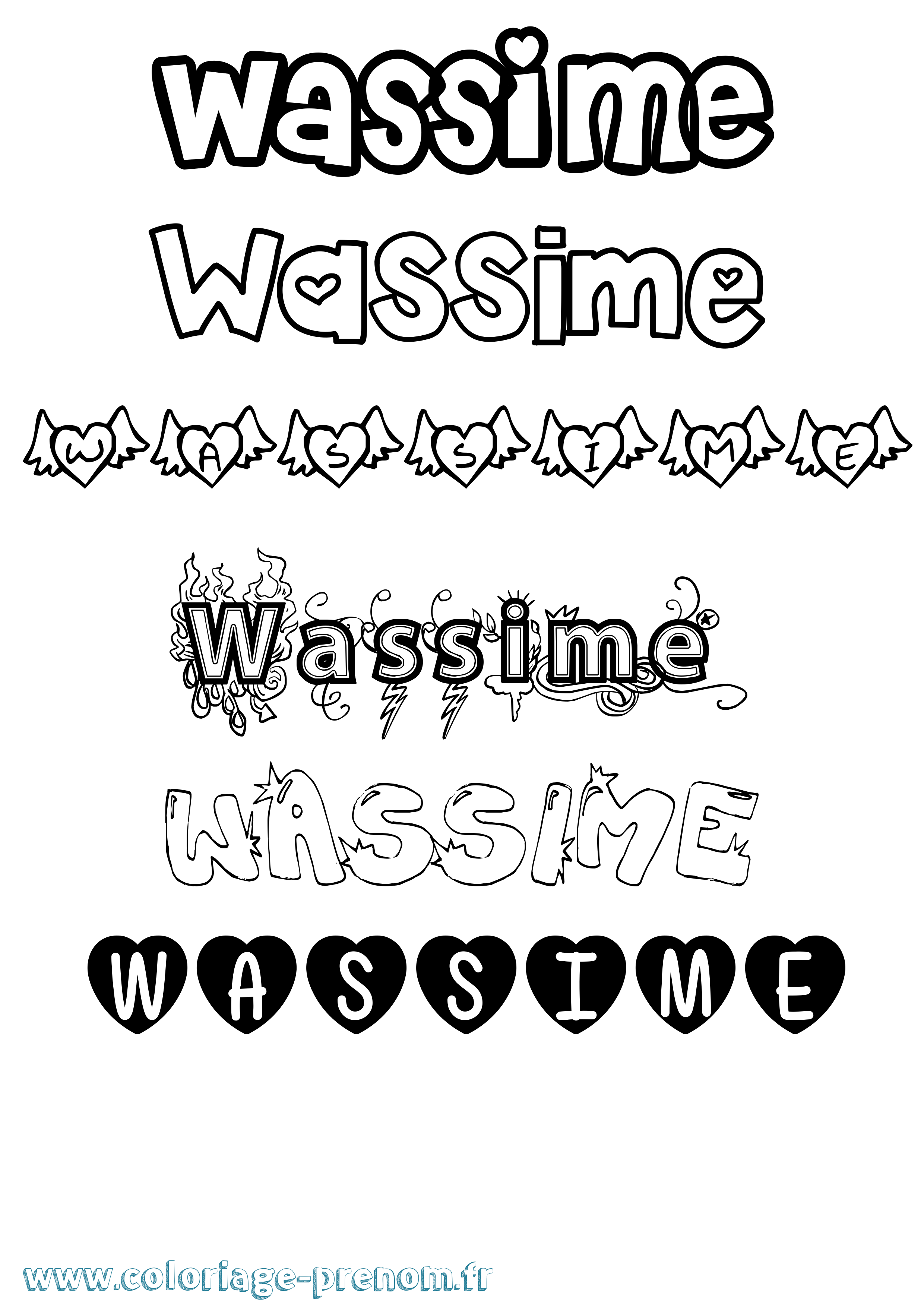 Coloriage Wassime Girly Coloriage prénom Wassime Girly