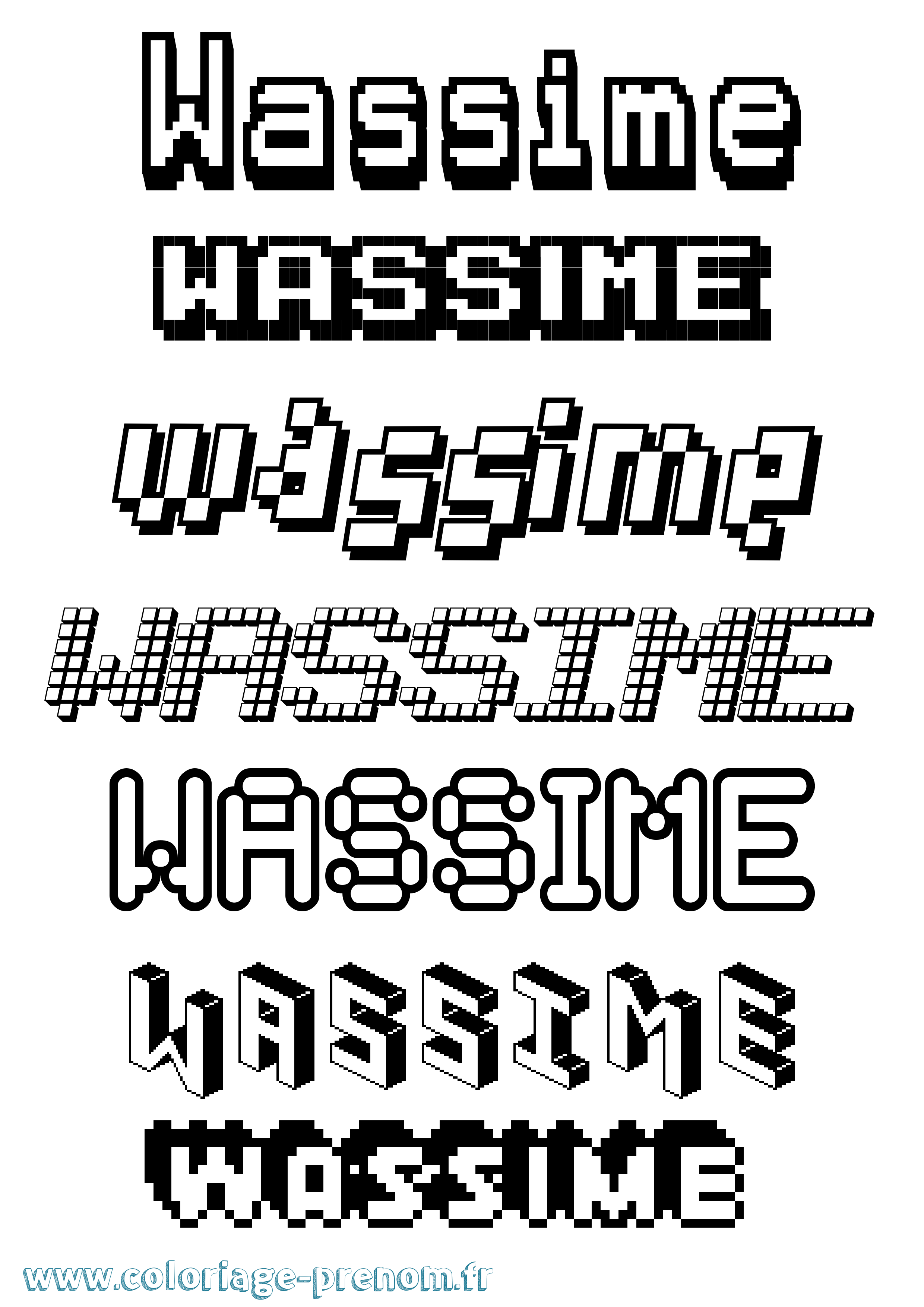 Coloriage Wassime Pixel Coloriage prénom Wassime Pixel