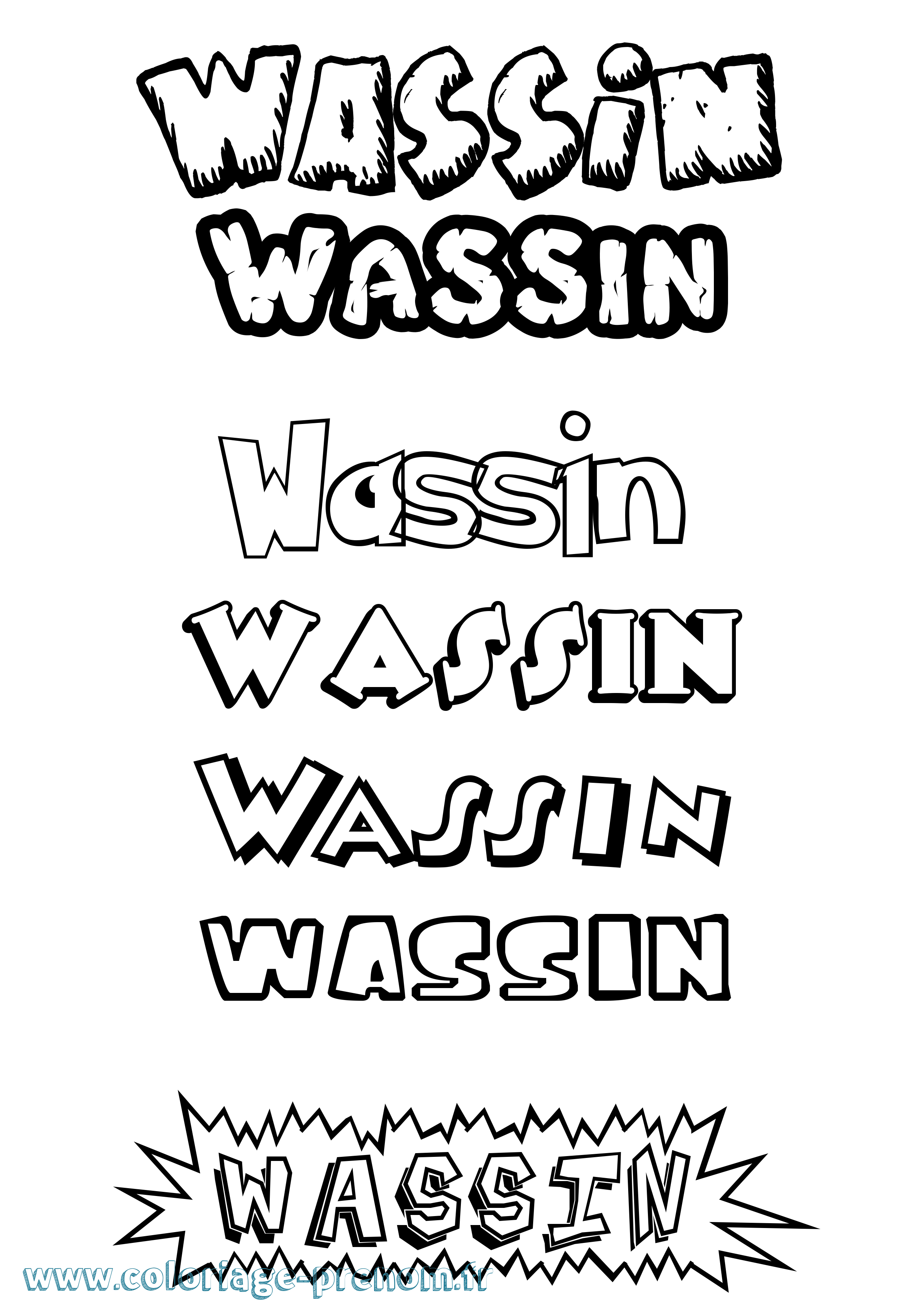 Coloriage Wassin Dessin Animé Coloriage prénom Wassin Dessin Animé